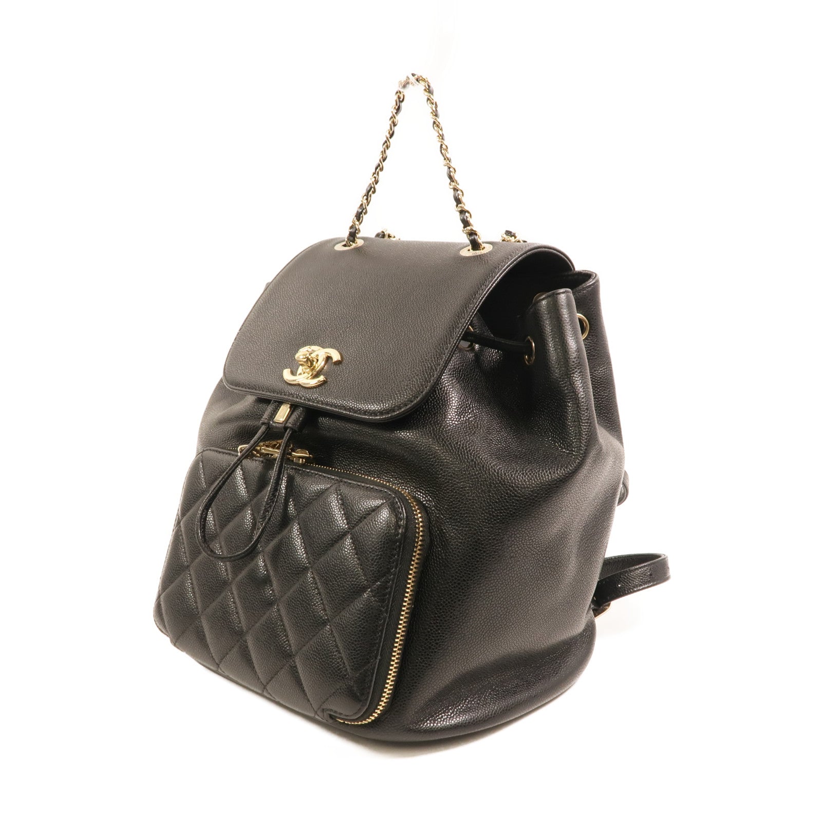 CHANEL 牛皮皮革Affinity Backpack金扣鏈帶背包