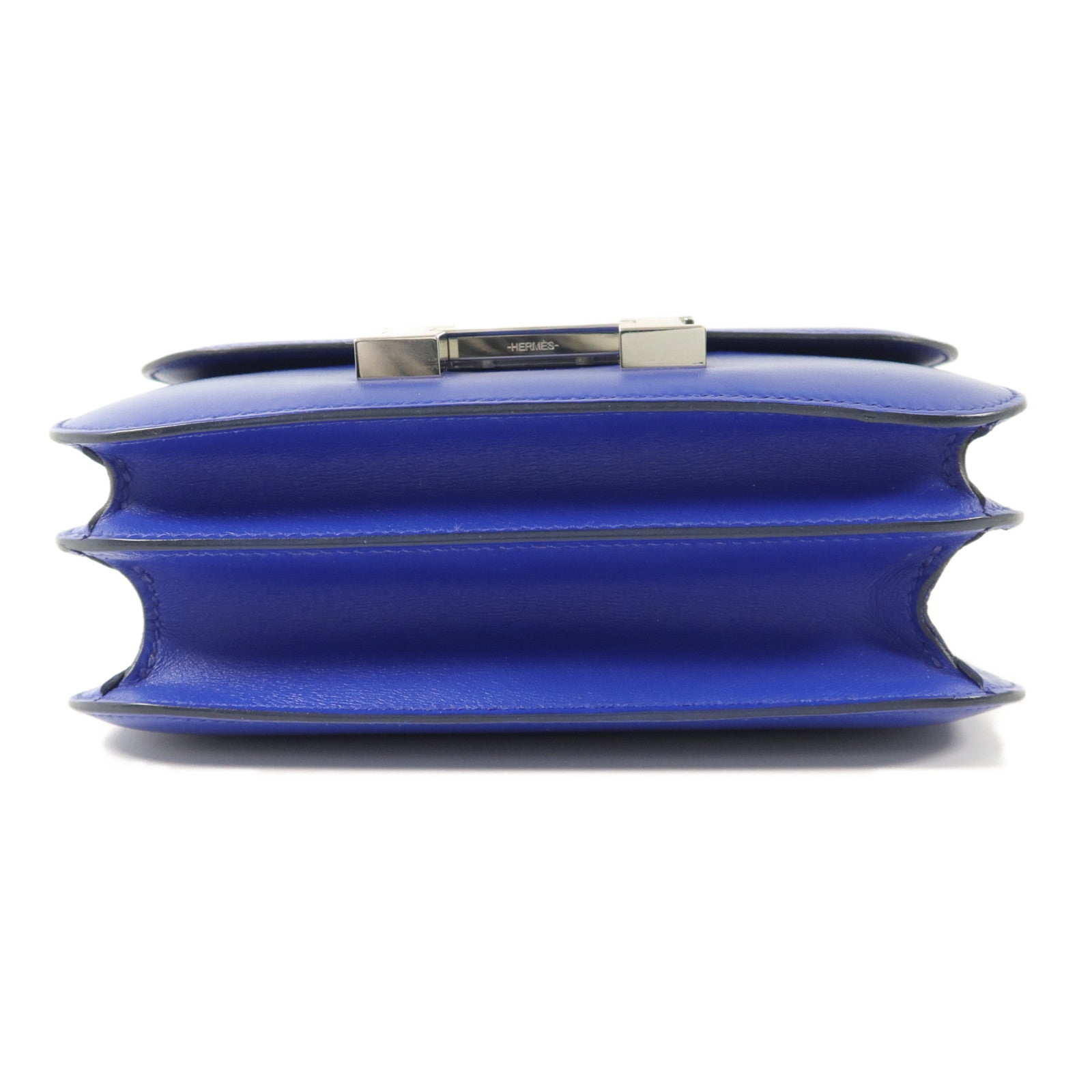 HERMES Tadelakt皮革Constance Mini肩背袋Bleu Electrique