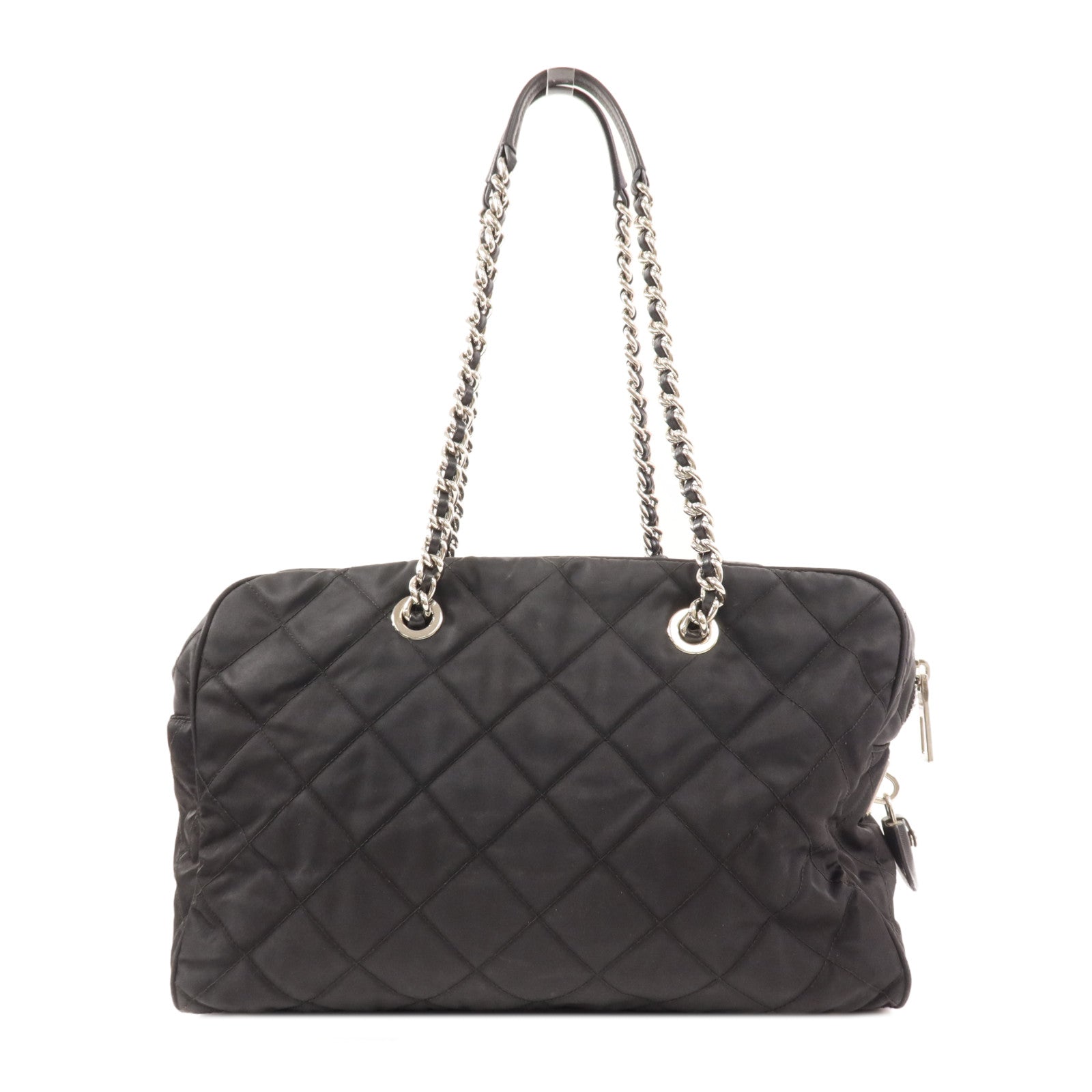 PRADA 尼龍Chain Shoulder銀扣鏈帶肩背袋