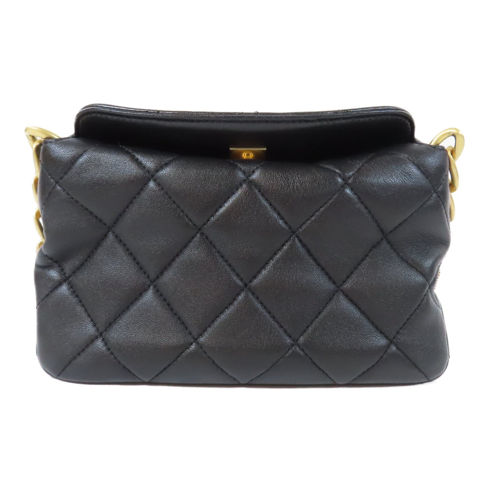 CHANEL 【激減優惠】菱格羊皮皮革Chain Shoulder Bag金扣鏈帶肩背袋黑色