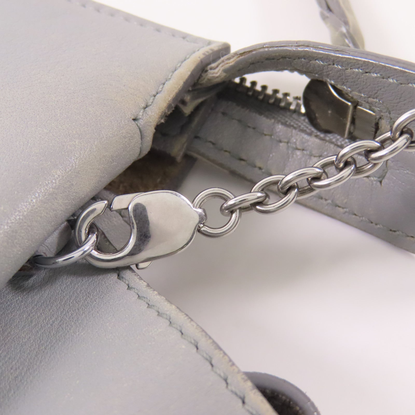 CELINE 【激減優惠】皮革Tri-fold Clutch Bag On Chain銀扣鏈帶肩背袋