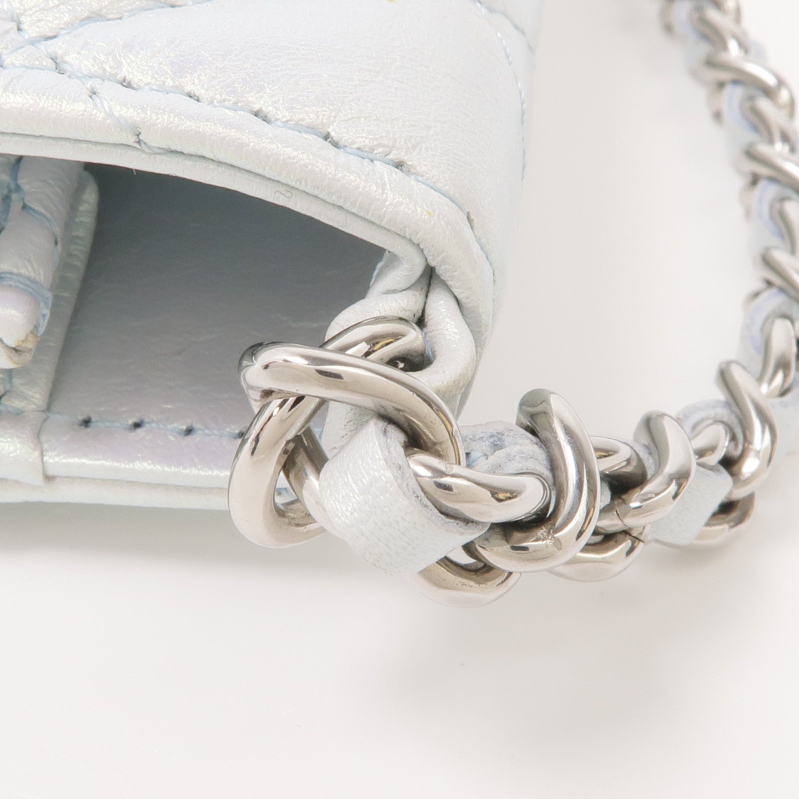CHANEL 牛皮皮革Phone Bag銀扣鏈帶肩背袋