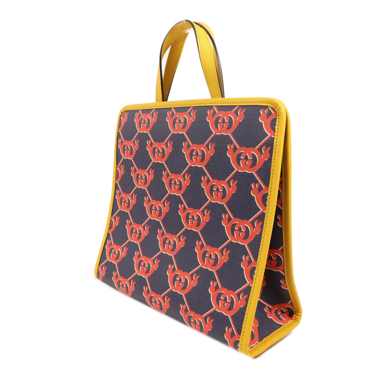 GUCCI 塗層帆布Childrens銀扣手挽袋