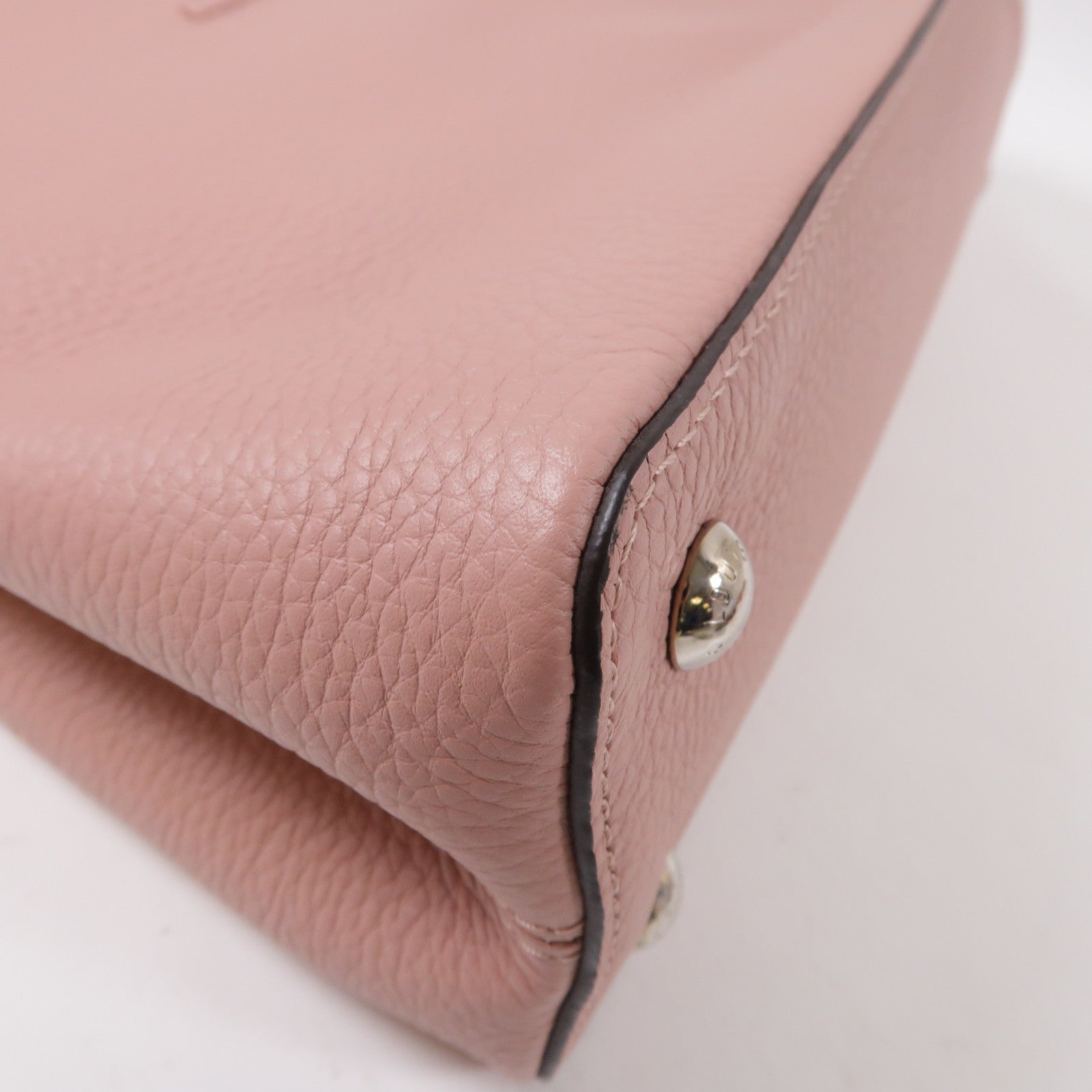 LOUIS VUITTON 【激減優惠】牛皮皮革Capucines MM銀扣手挽肩背兩用袋粉紅色