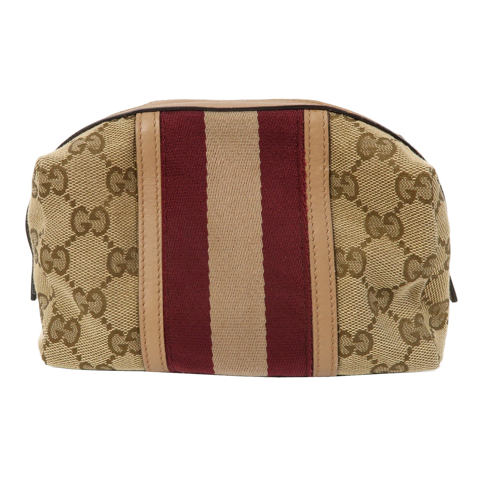 GUCCI 帆布Pouch金扣手拿包米色