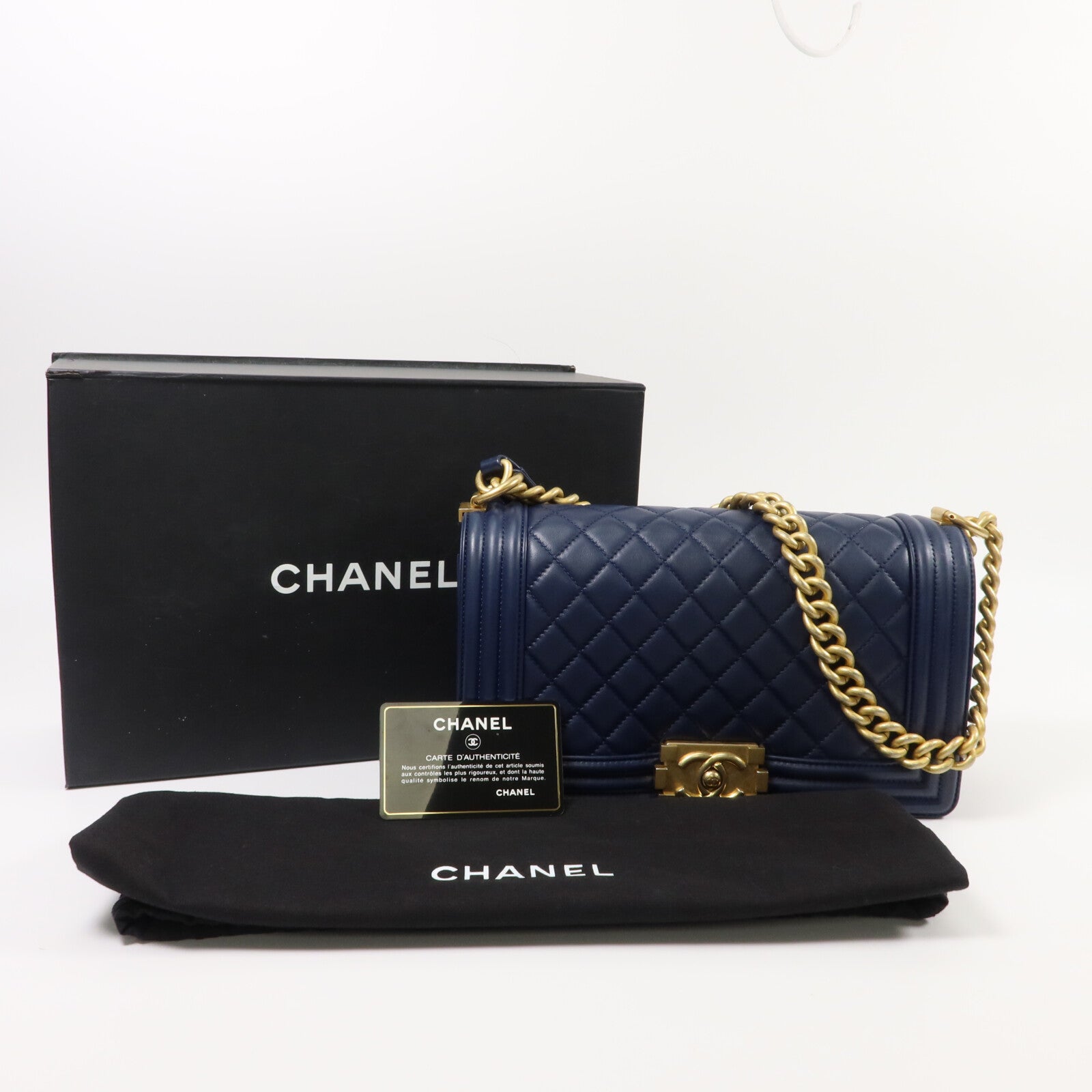 CHANEL 羊皮皮革Boy 25鏈帶肩背袋