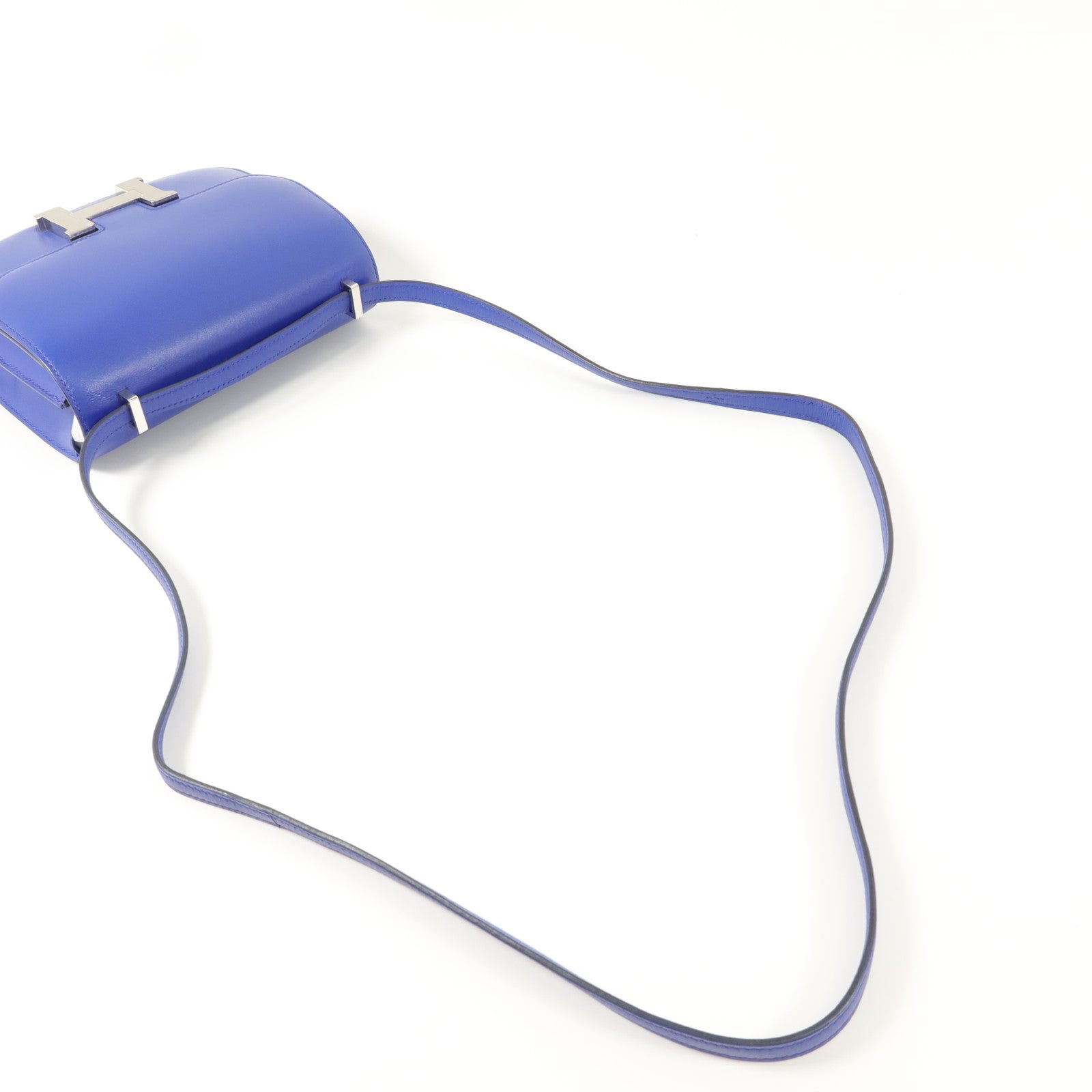 HERMES Tadelakt皮革Constance Mini肩背袋Bleu Electrique