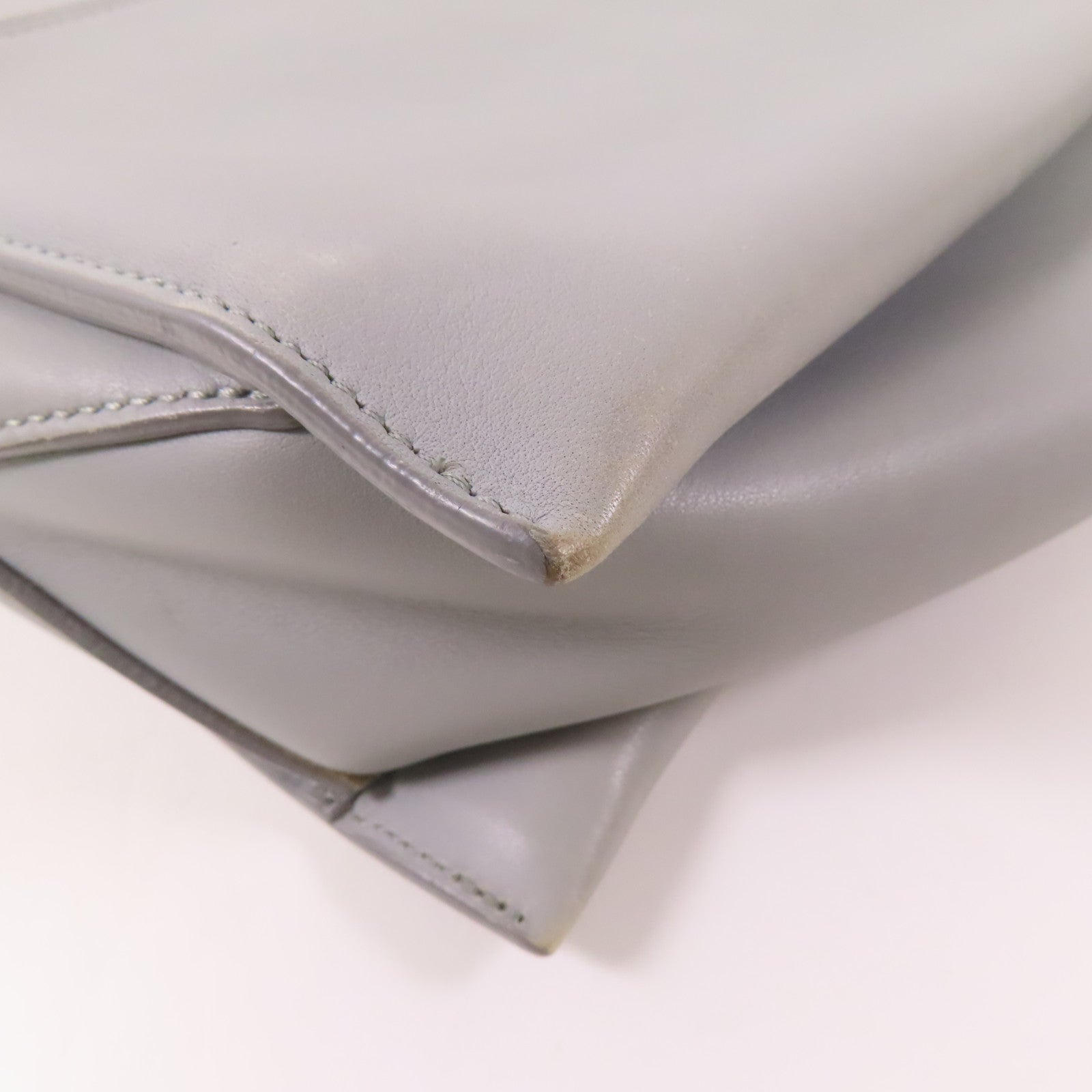 CELINE 皮革Tri-fold Clutch Bag On Chain銀扣鏈帶肩背袋