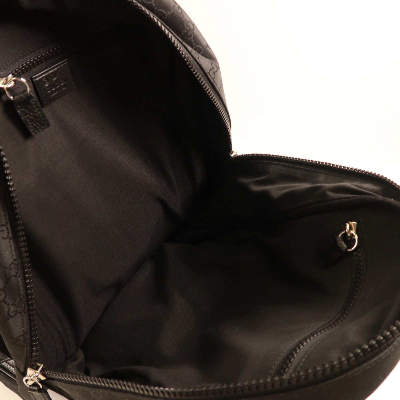 GUCCI 帆布Backpack銀扣背包黑色