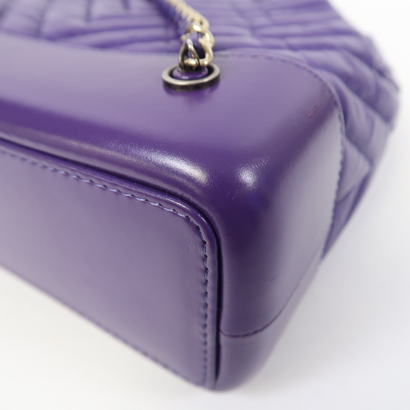 CHANEL 【激減優惠】斜紋牛皮皮革Gabrielle Backpack銀扣背包紫色