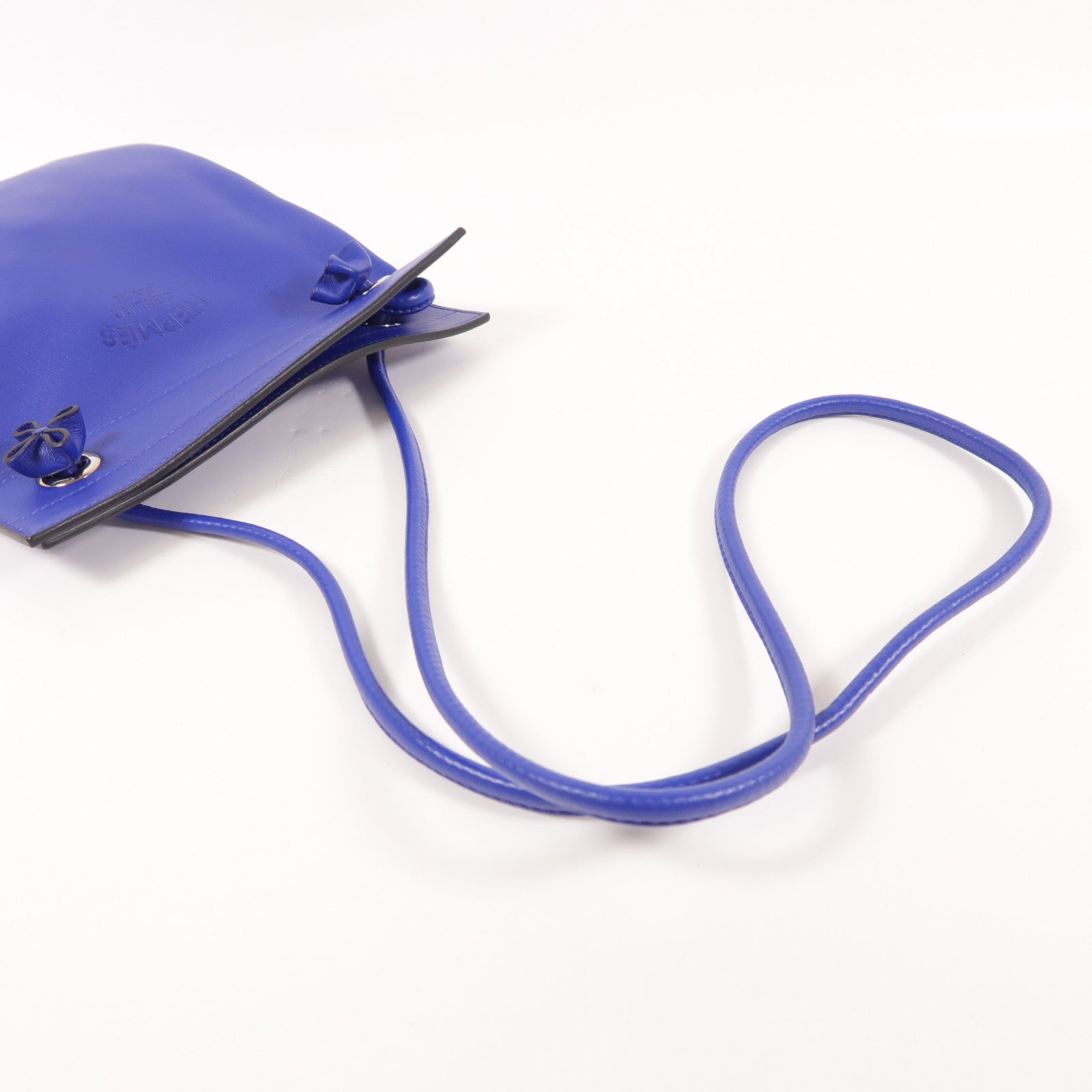 HERMES Swift皮革Aline Mini銀扣肩背袋Bleu Electrique