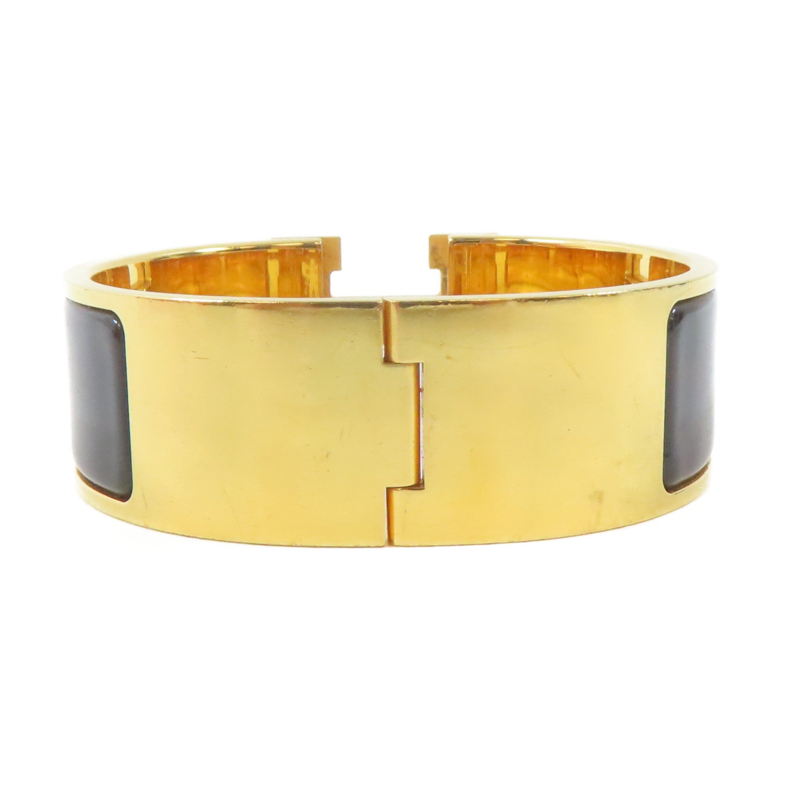 HERMES 金屬Clic Clac H Bracelet手鐲黑色/金色#16cm