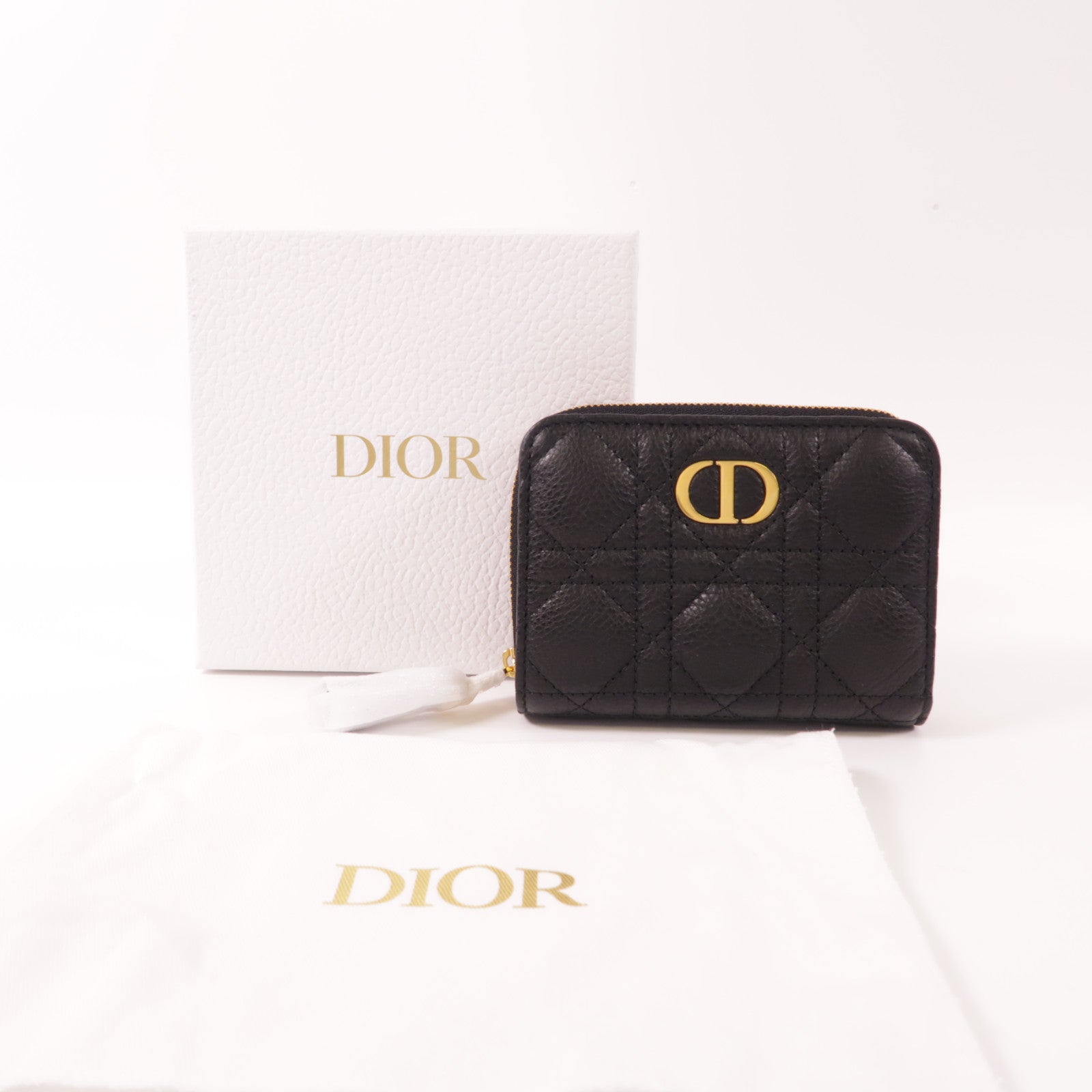 Dior 牛皮皮革Caro Scarlet金扣錢包