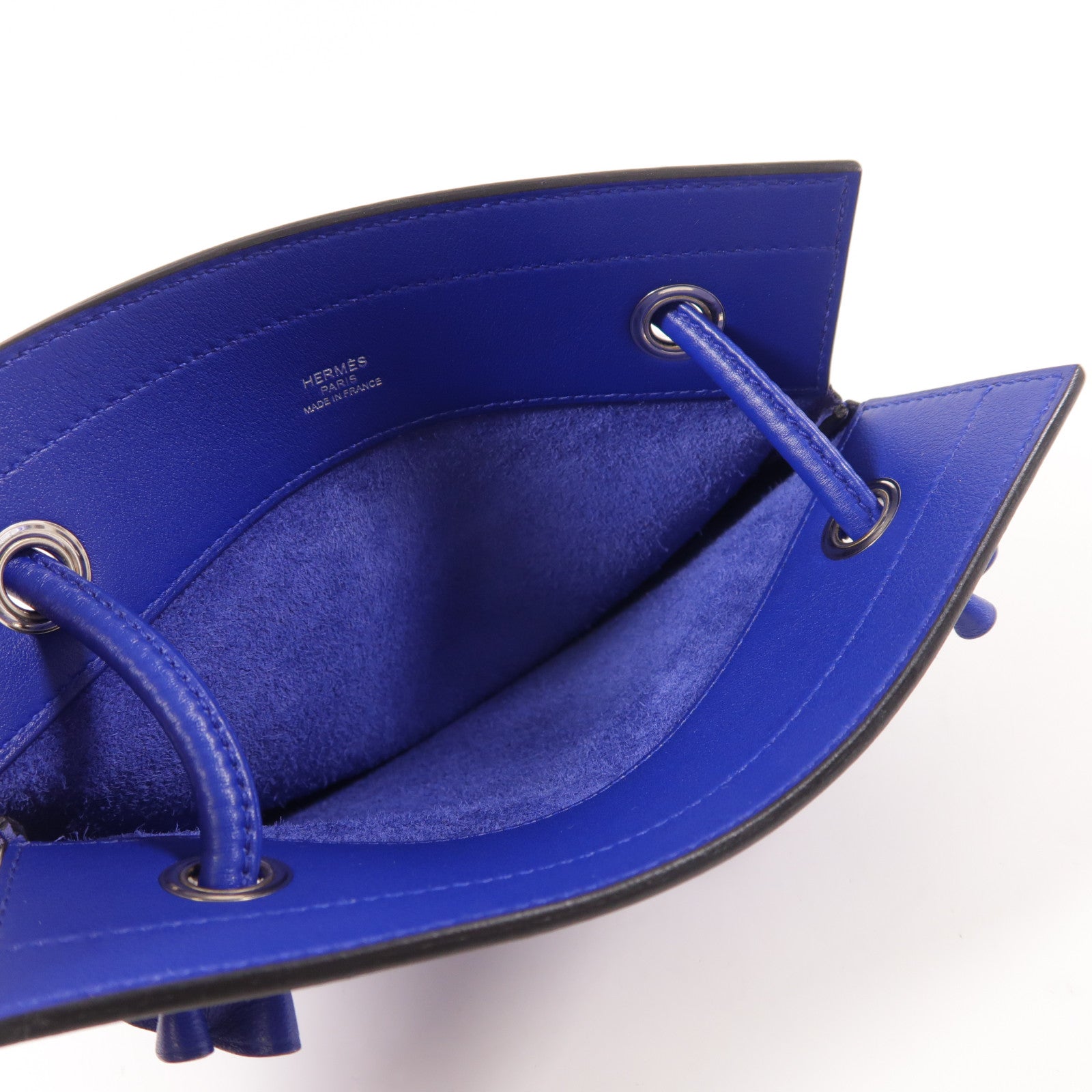 HERMES Swift皮革Aline Mini銀扣肩背袋Bleu Electrique