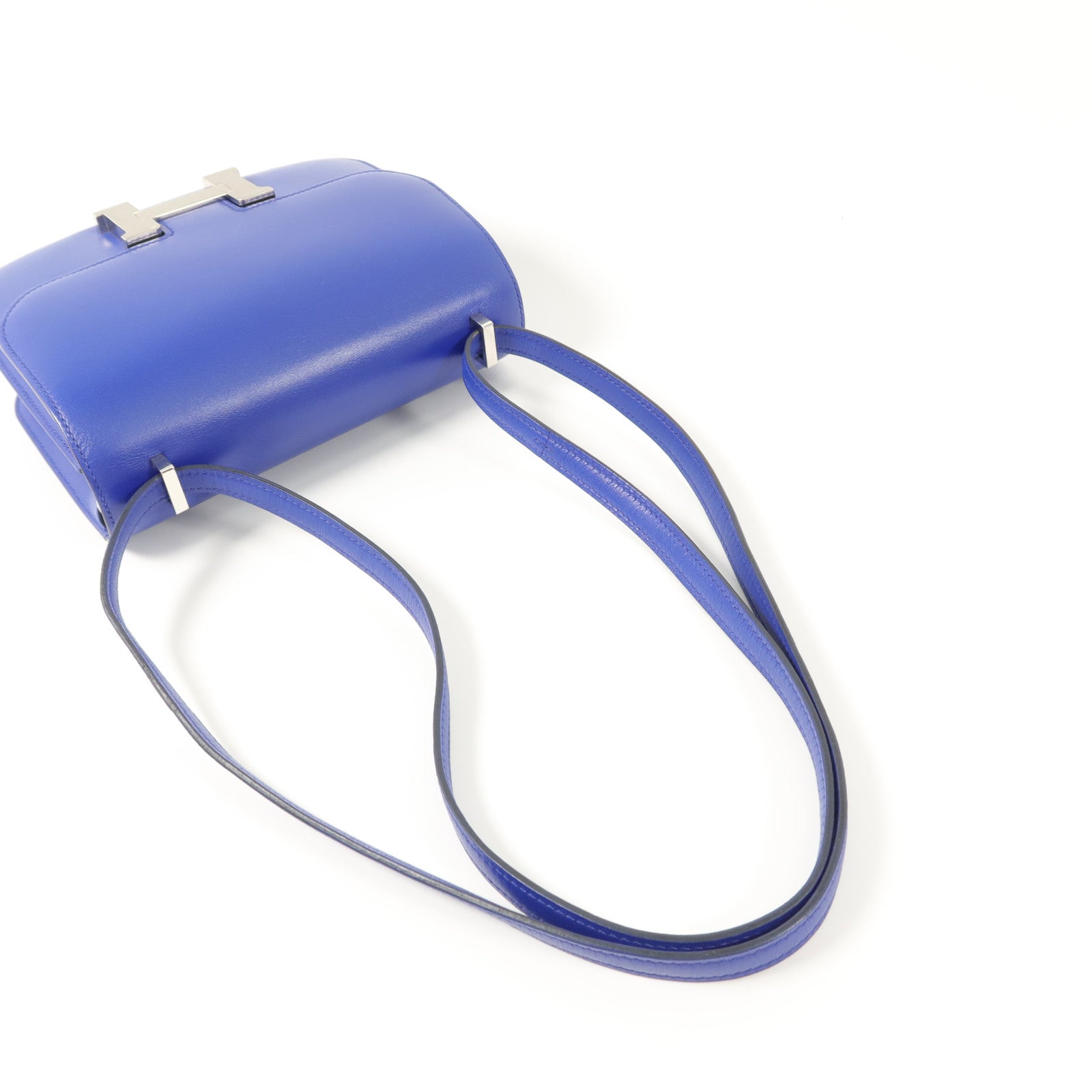 HERMES Tadelakt皮革Constance Mini肩背袋Bleu Electrique