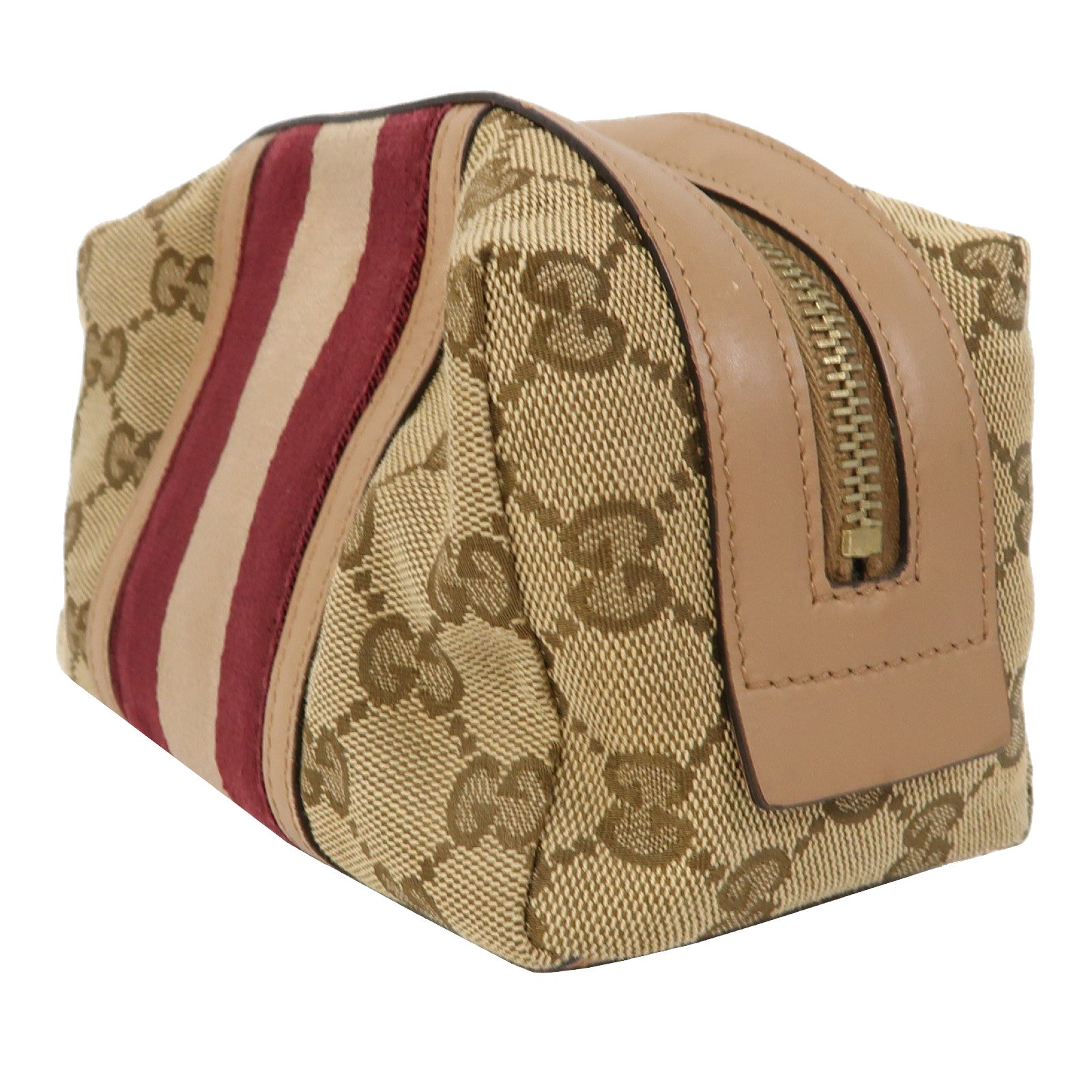 GUCCI 帆布Pouch金扣手拿包米色