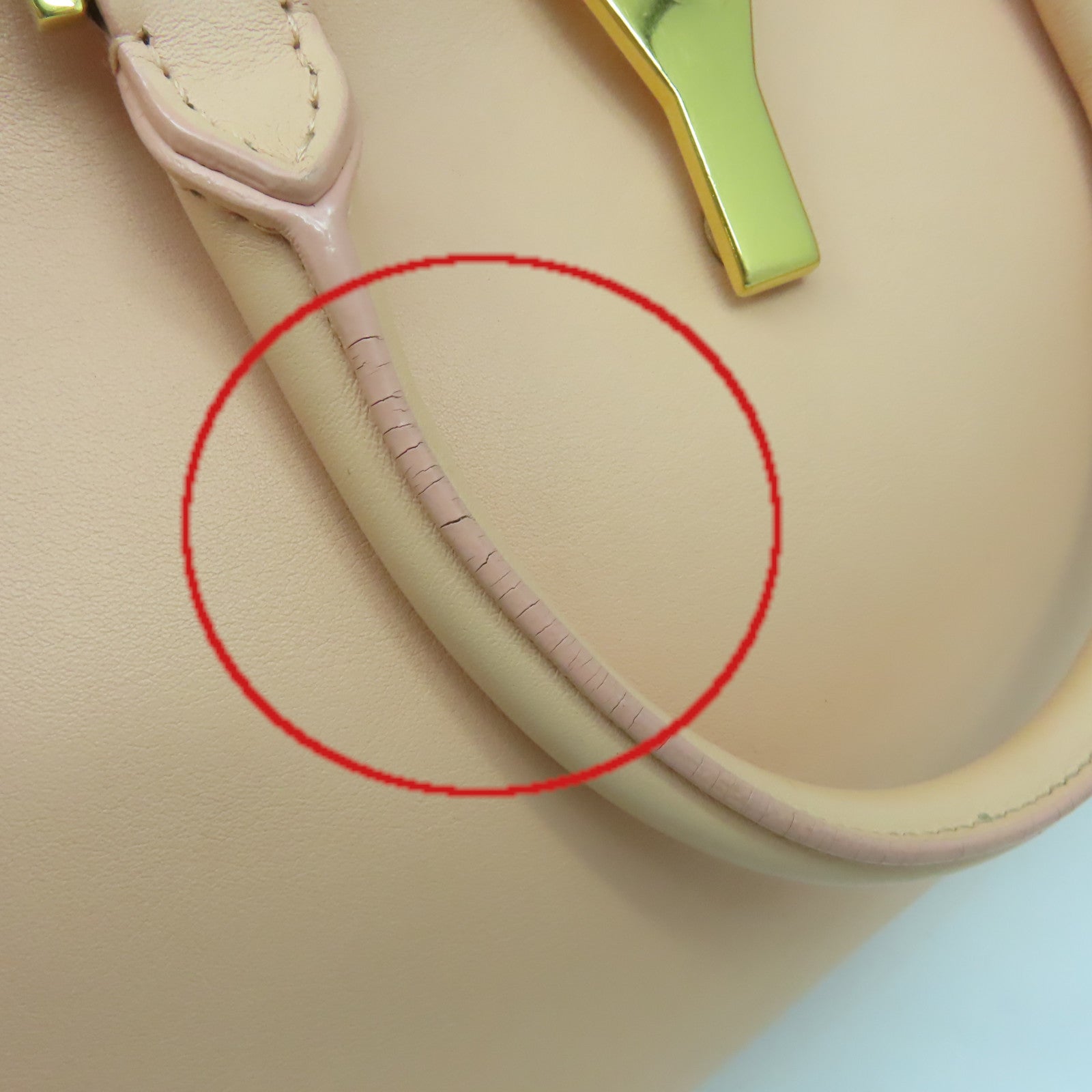 SAINT LAURENT 牛皮皮革2Way Shoulder Bag金扣手挽肩背兩用袋米色