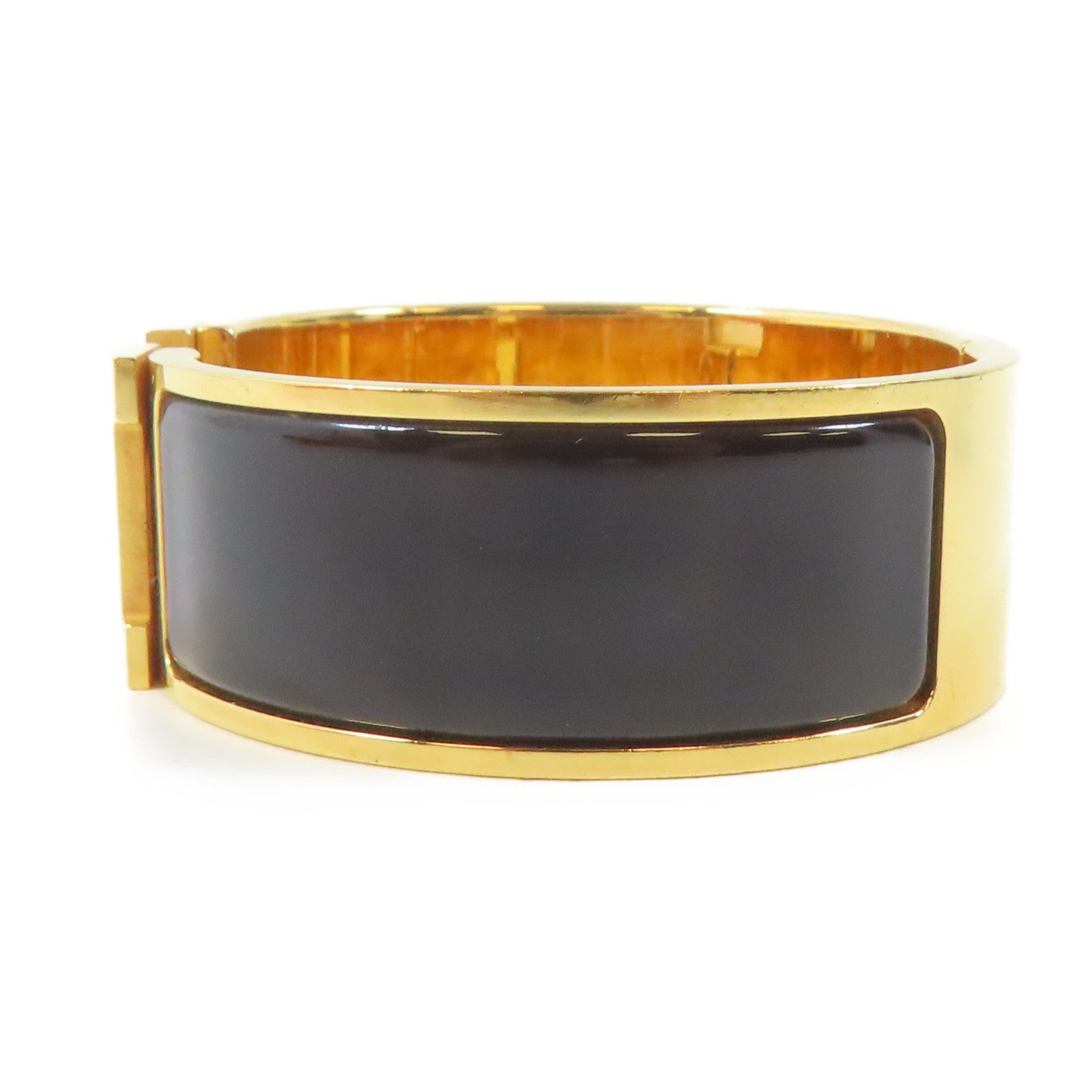 HERMES 金屬Clic Clac H Bracelet手鐲黑色/金色#16cm