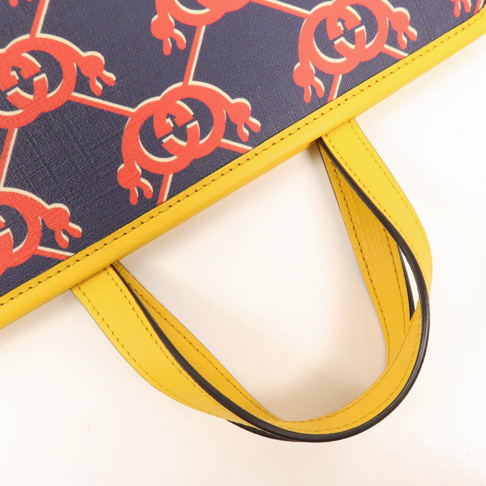 GUCCI 塗層帆布Childrens銀扣手挽袋