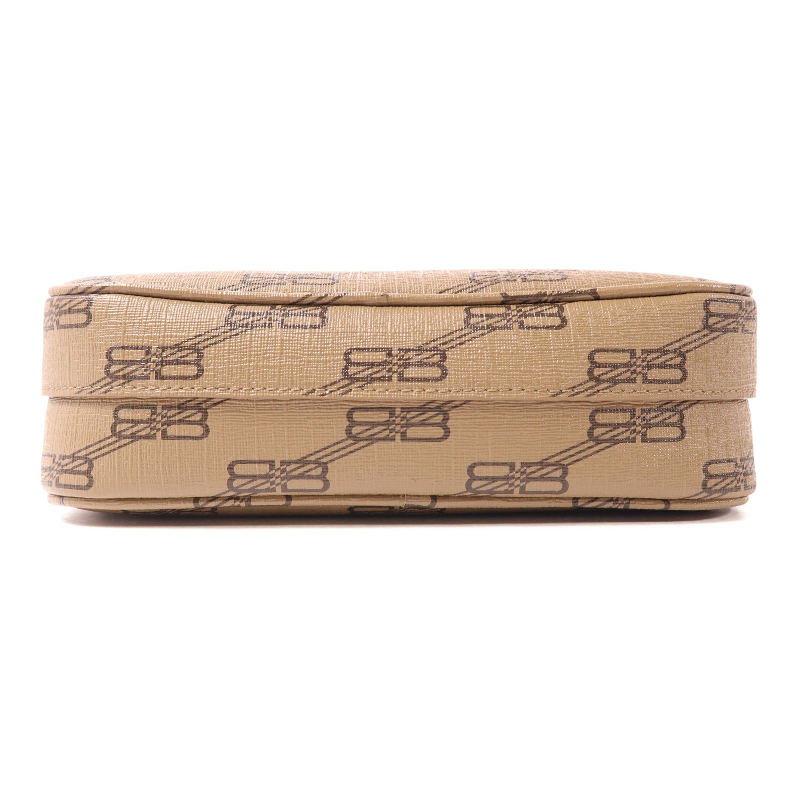 BALENCIAGA GHW Signature Small Shoulder Bag 702701 Coated Canvas Brown