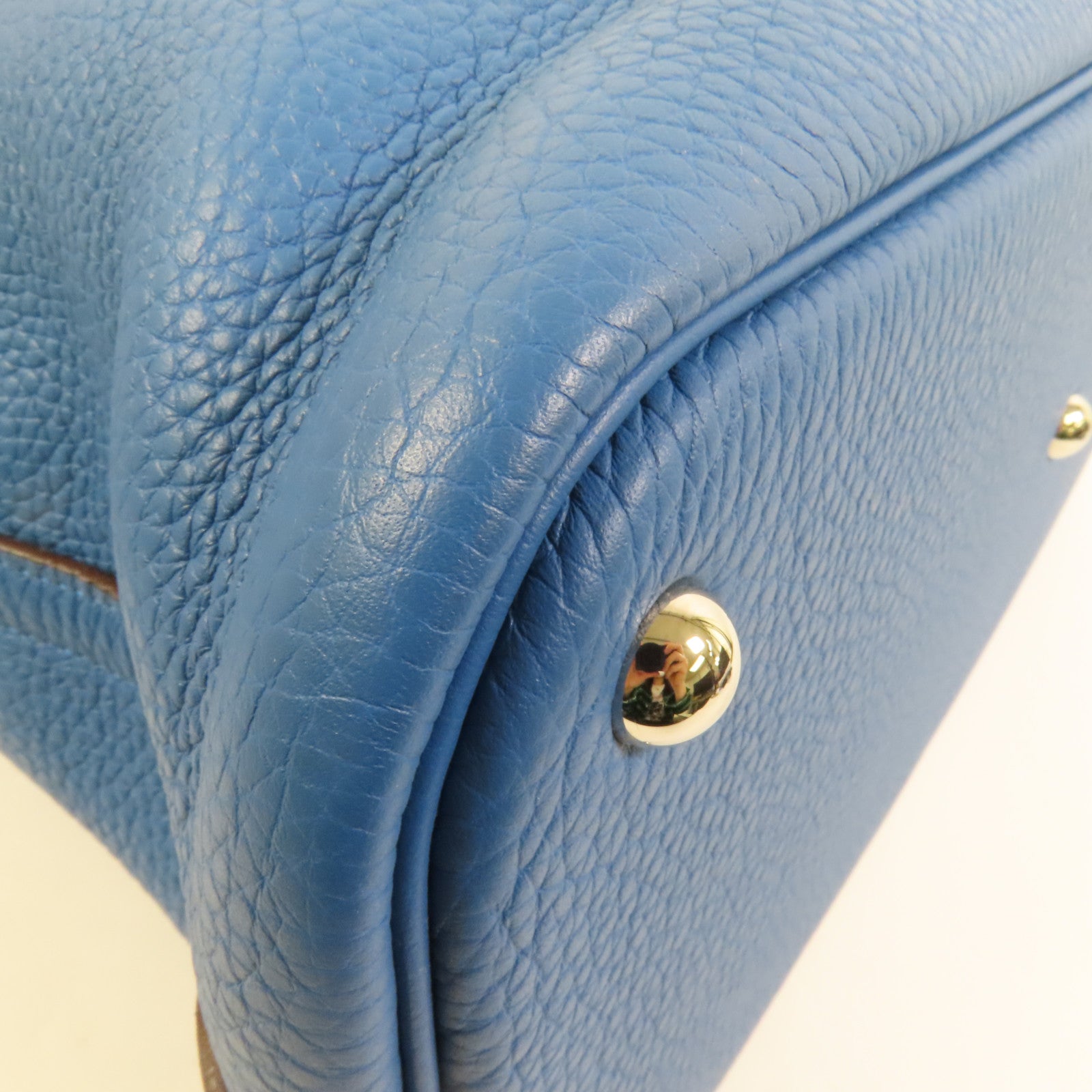 HERMES Clemence皮革Bolide 35銀扣手挽肩背兩用袋Bleu Izmir