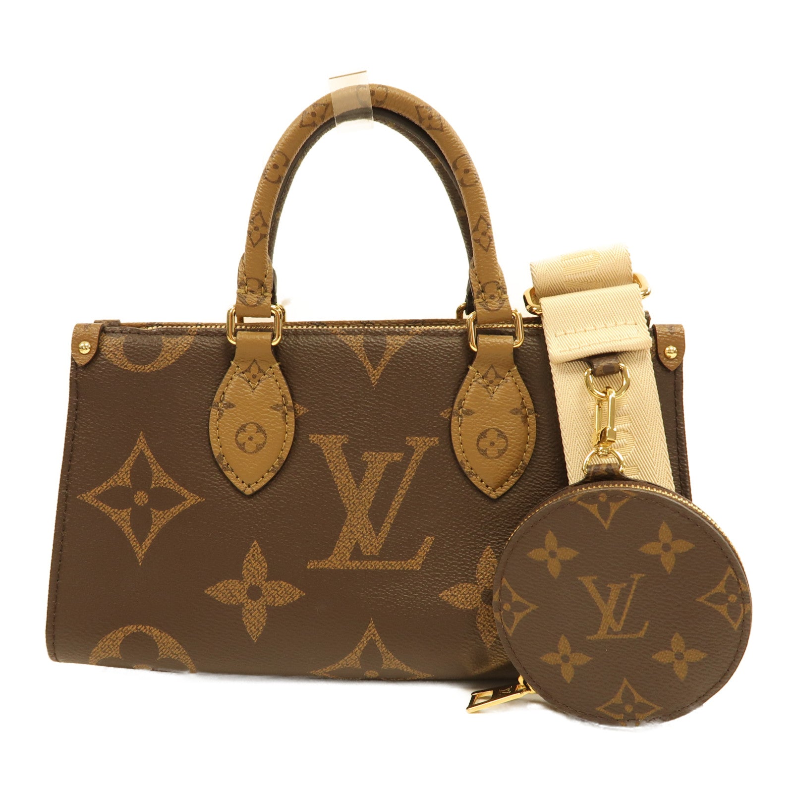 LOUIS VUITTON Monogram On The Go Eastwest金扣手挽肩背兩用袋啡色