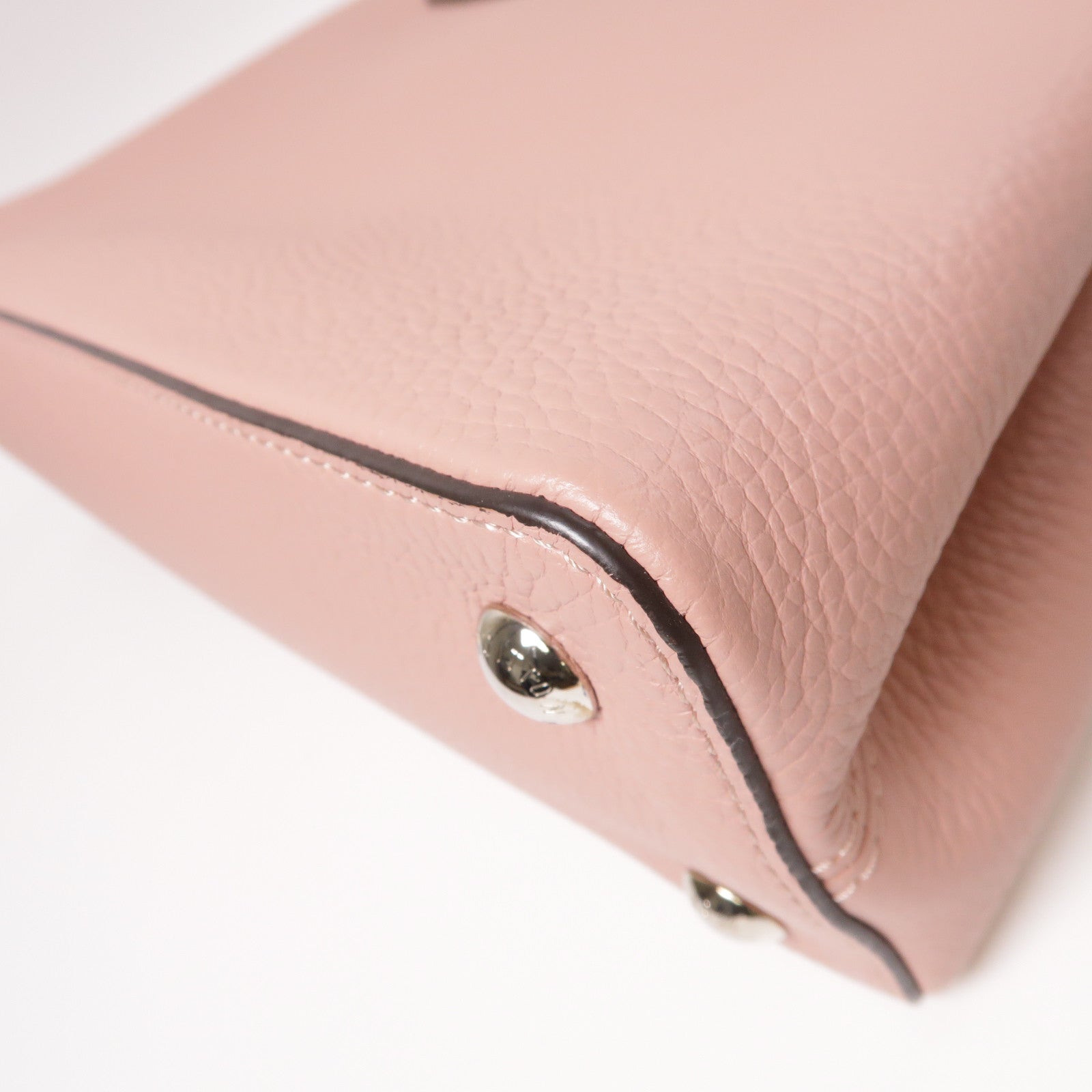 LOUIS VUITTON 【激減優惠】牛皮皮革Capucines MM銀扣手挽肩背兩用袋粉紅色