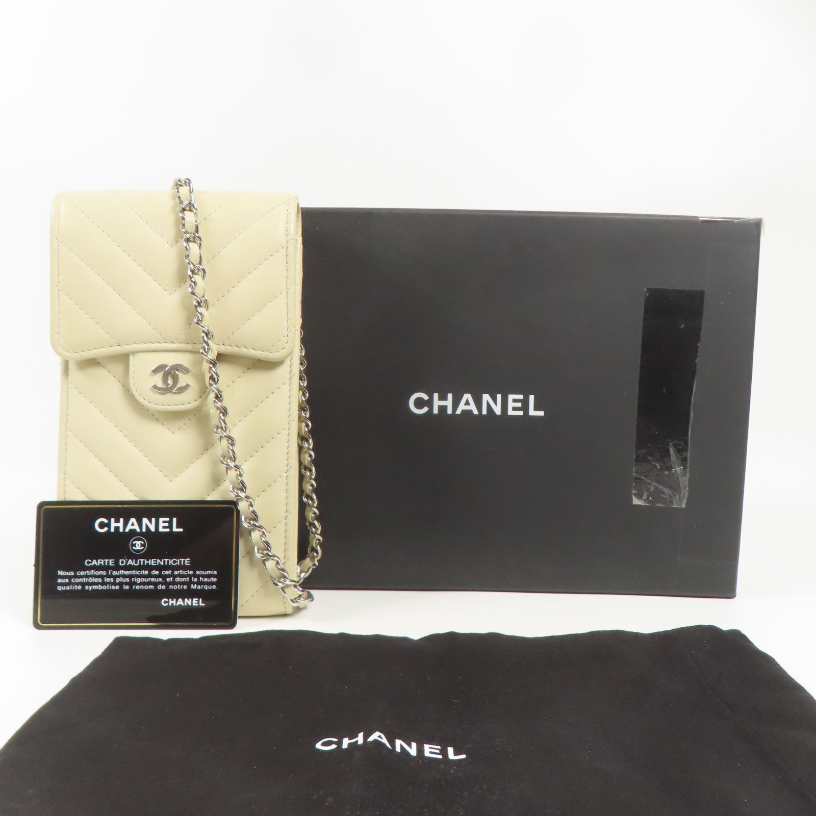 CHANEL 牛皮皮革Shoulder Bag銀扣鏈帶肩背袋