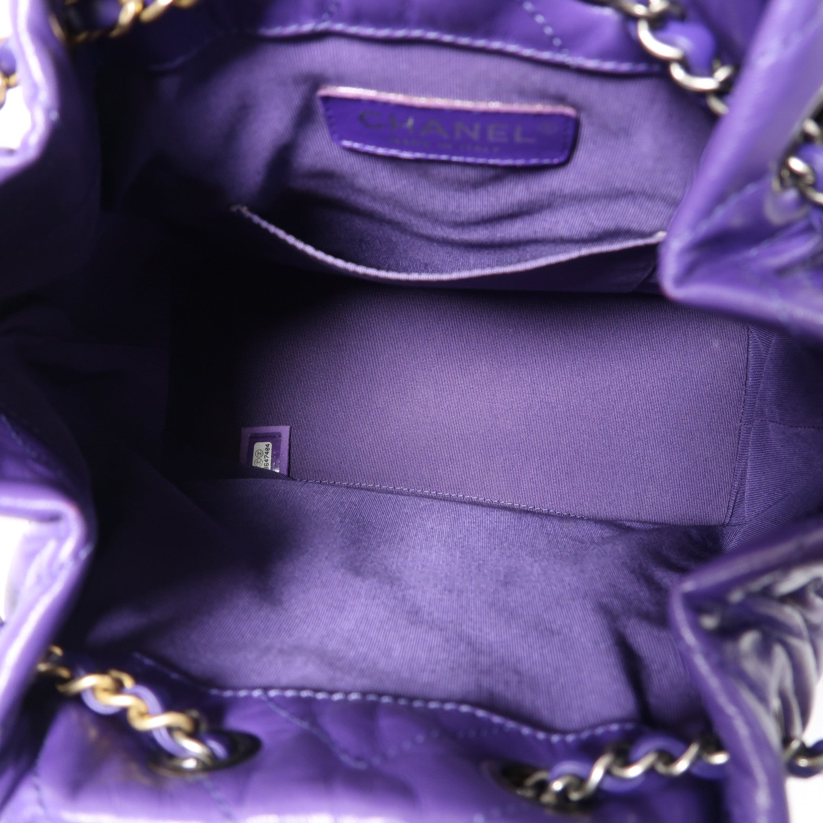 CHANEL 【激減優惠】斜紋牛皮皮革Gabrielle Backpack銀扣背包紫色