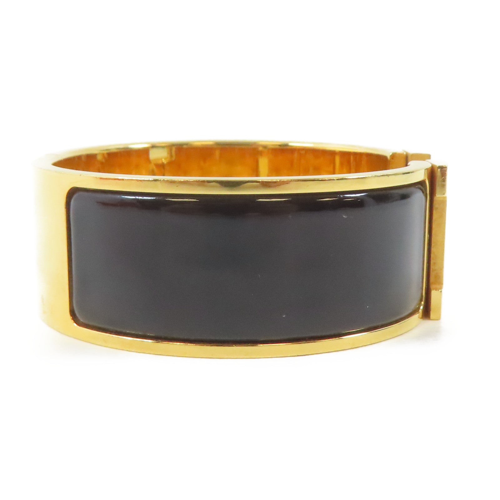 HERMES 金屬Clic Clac H Bracelet手鐲黑色/金色#16cm