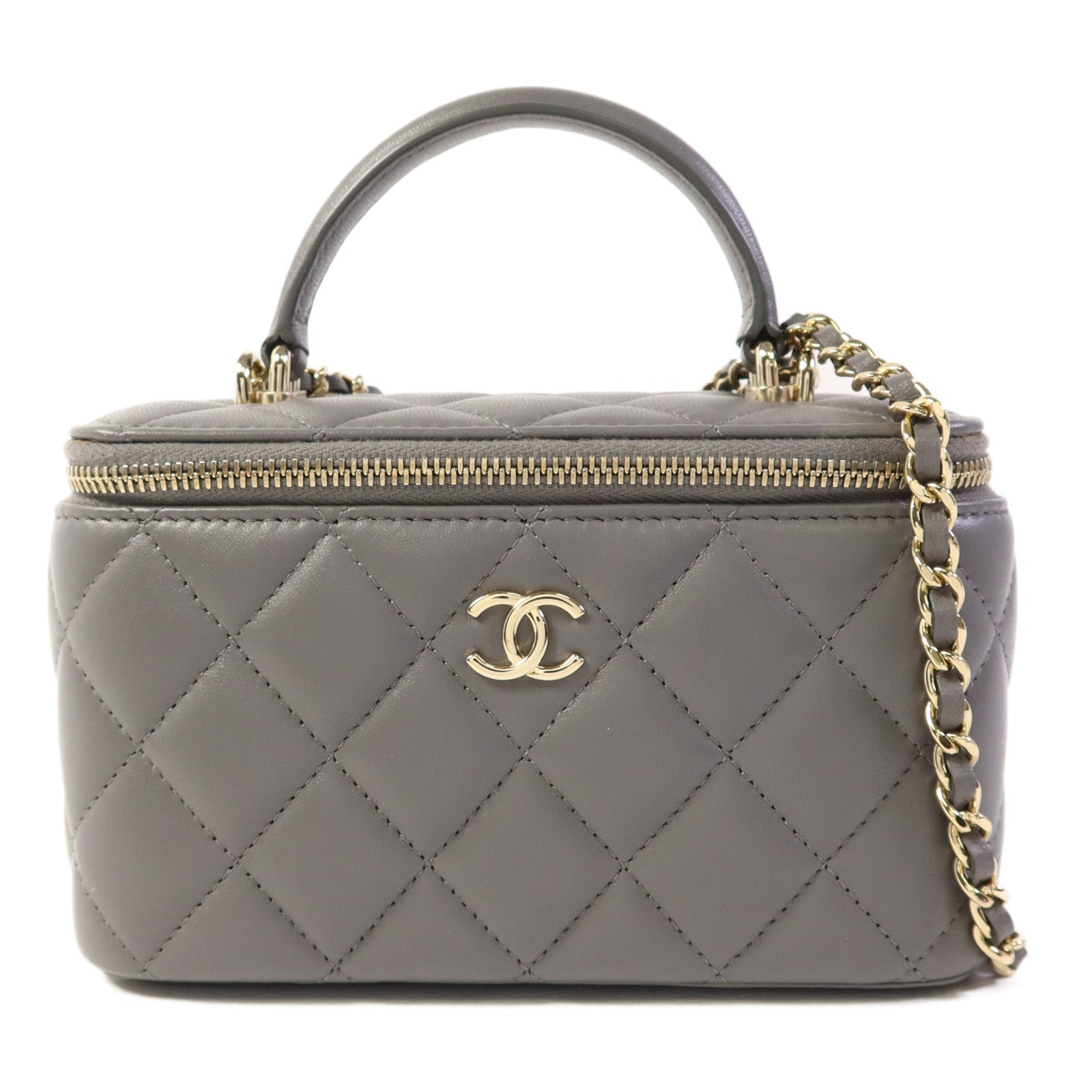 CHANEL 羊皮皮革Vanity Case金扣手挽肩背兩用袋