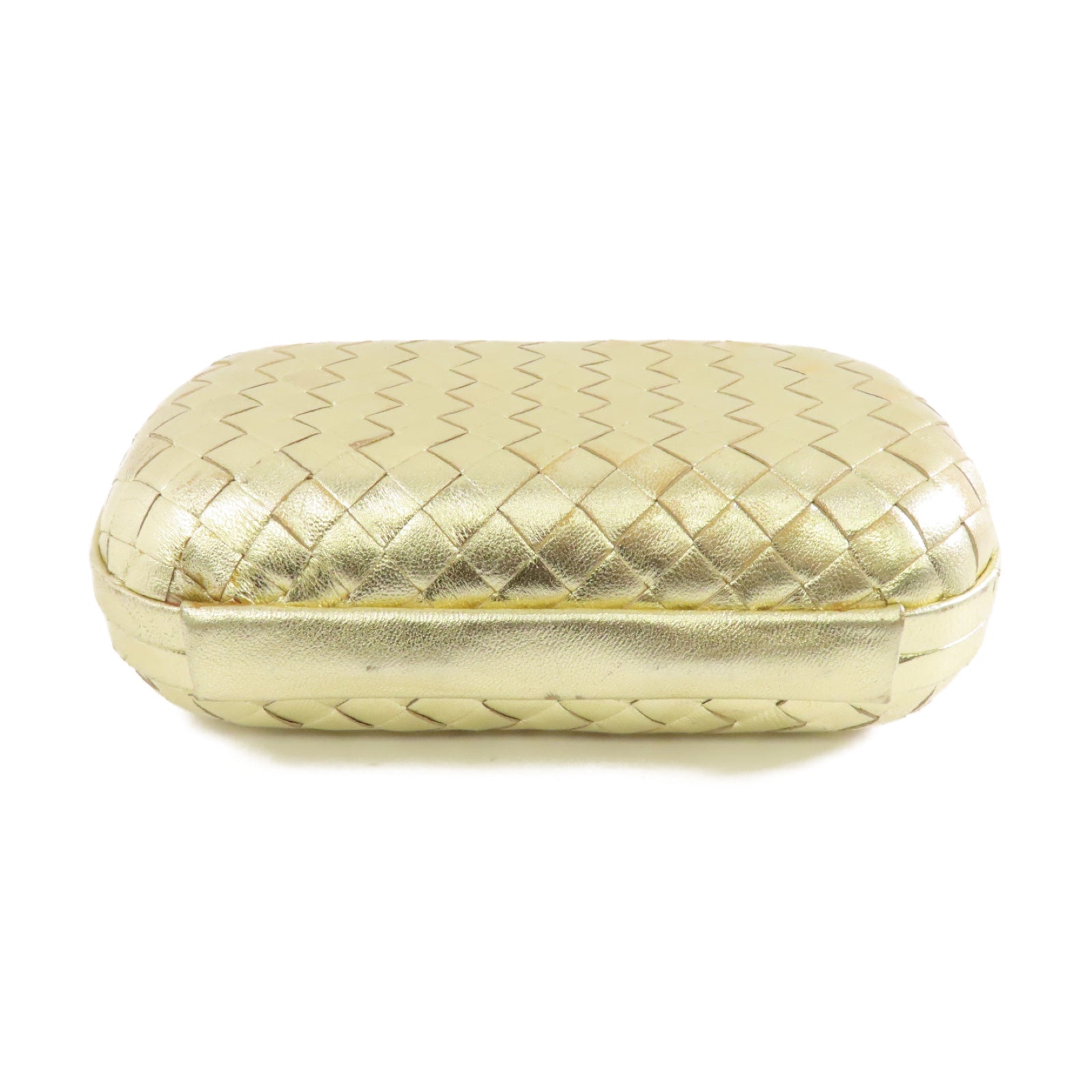 BOTTEGA VENETA 織紋皮革Clutch Bag金扣手拿包金色