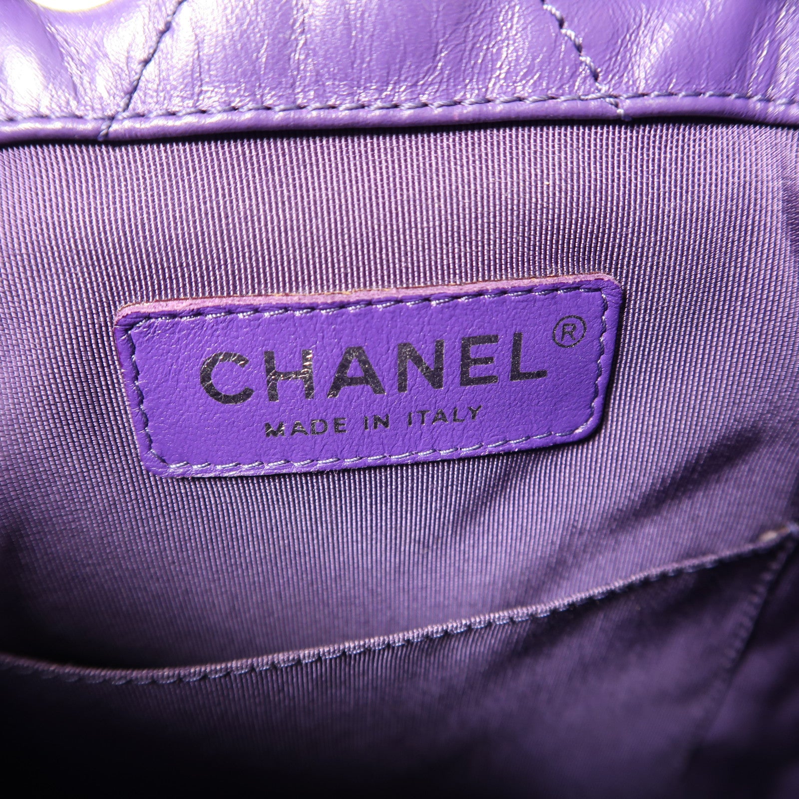 CHANEL 【激減優惠】斜紋牛皮皮革Gabrielle Backpack銀扣背包紫色