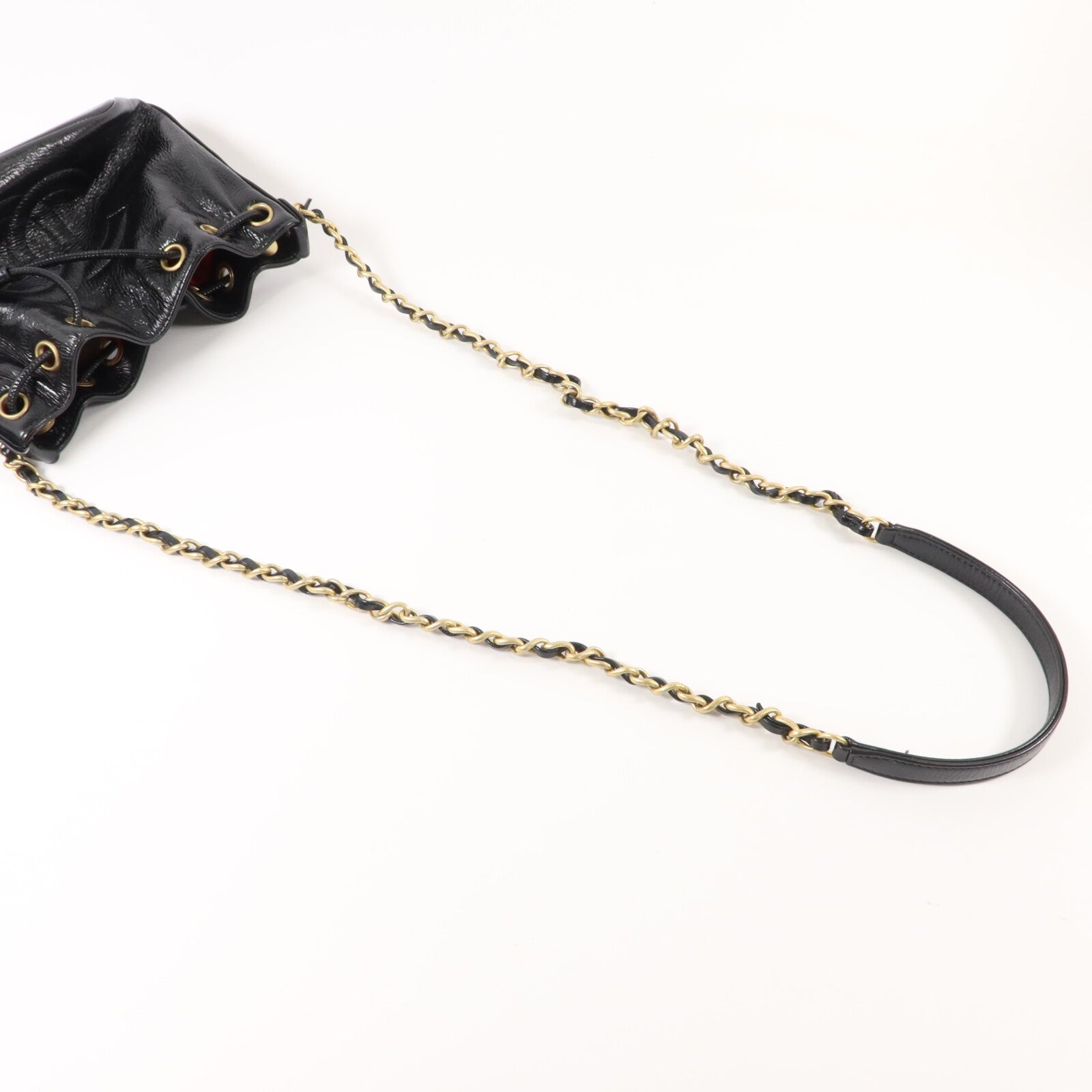 CHANEL 牛皮皮革Mini CC Drawstring Bucket Bag鏈帶肩背袋