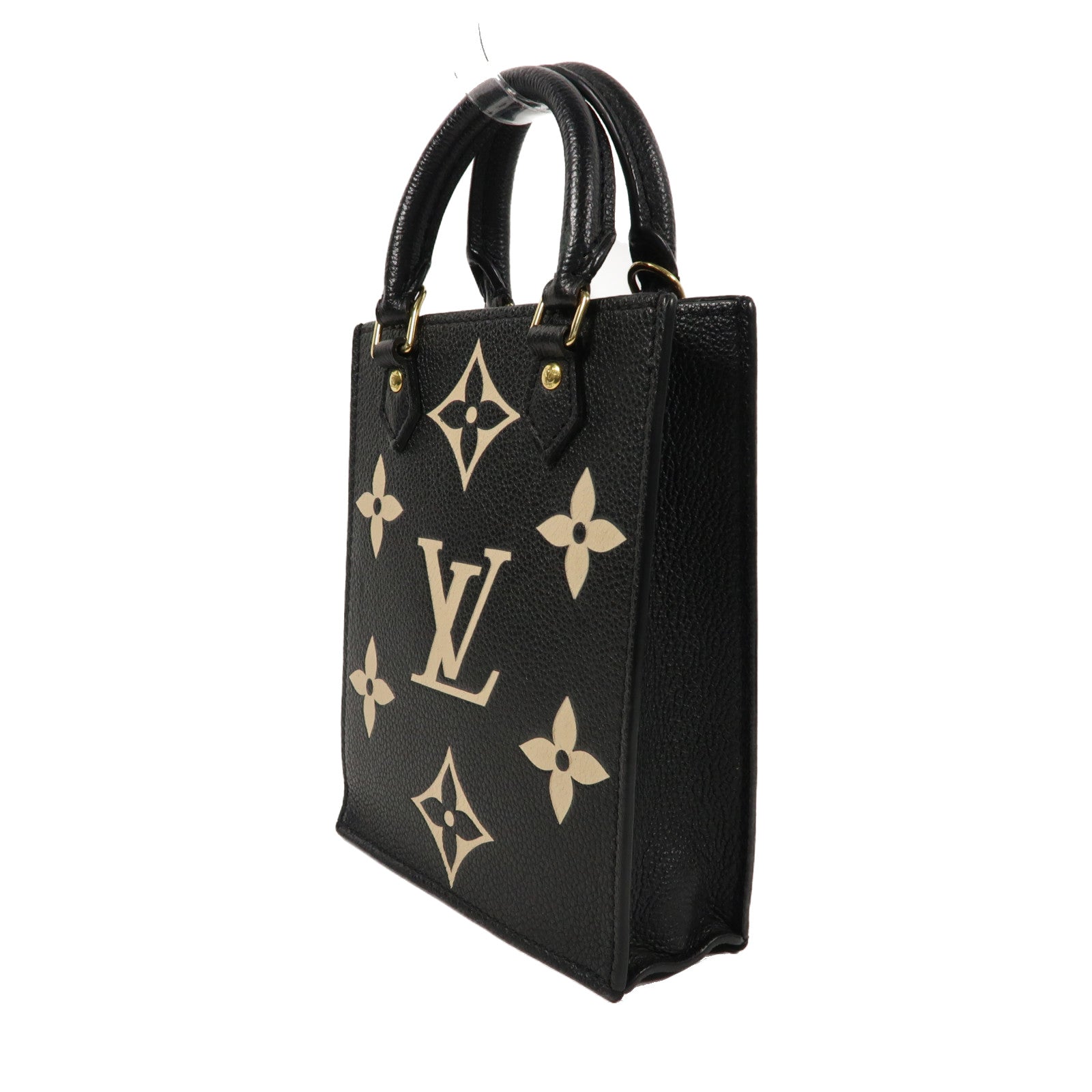 LOUIS VUITTON Monogram Empreinte Petit SAC Plat金扣手挽肩背兩用袋黑色