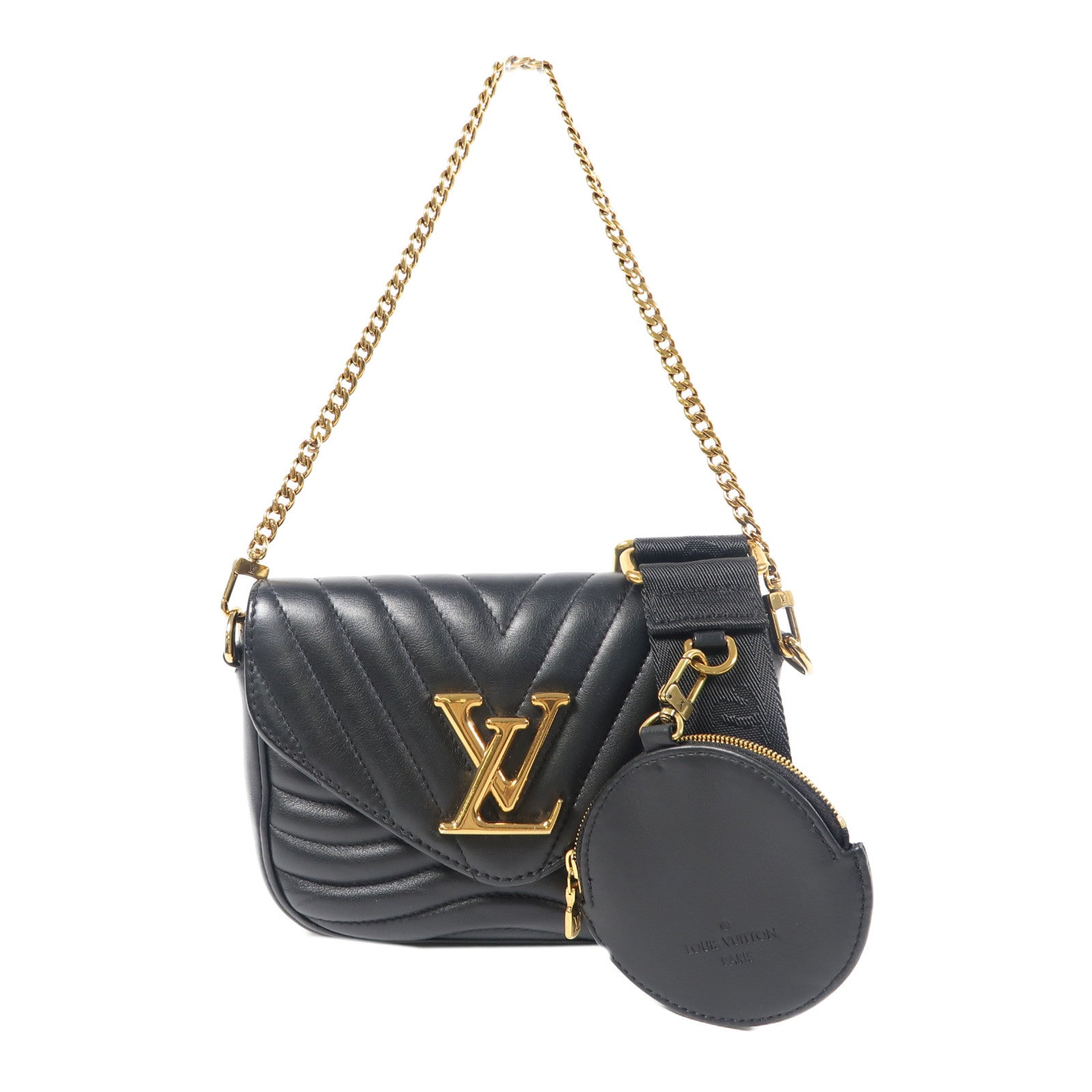 LOUIS VUITTON 牛皮皮革New Wave金扣手挽肩背兩用袋黑色