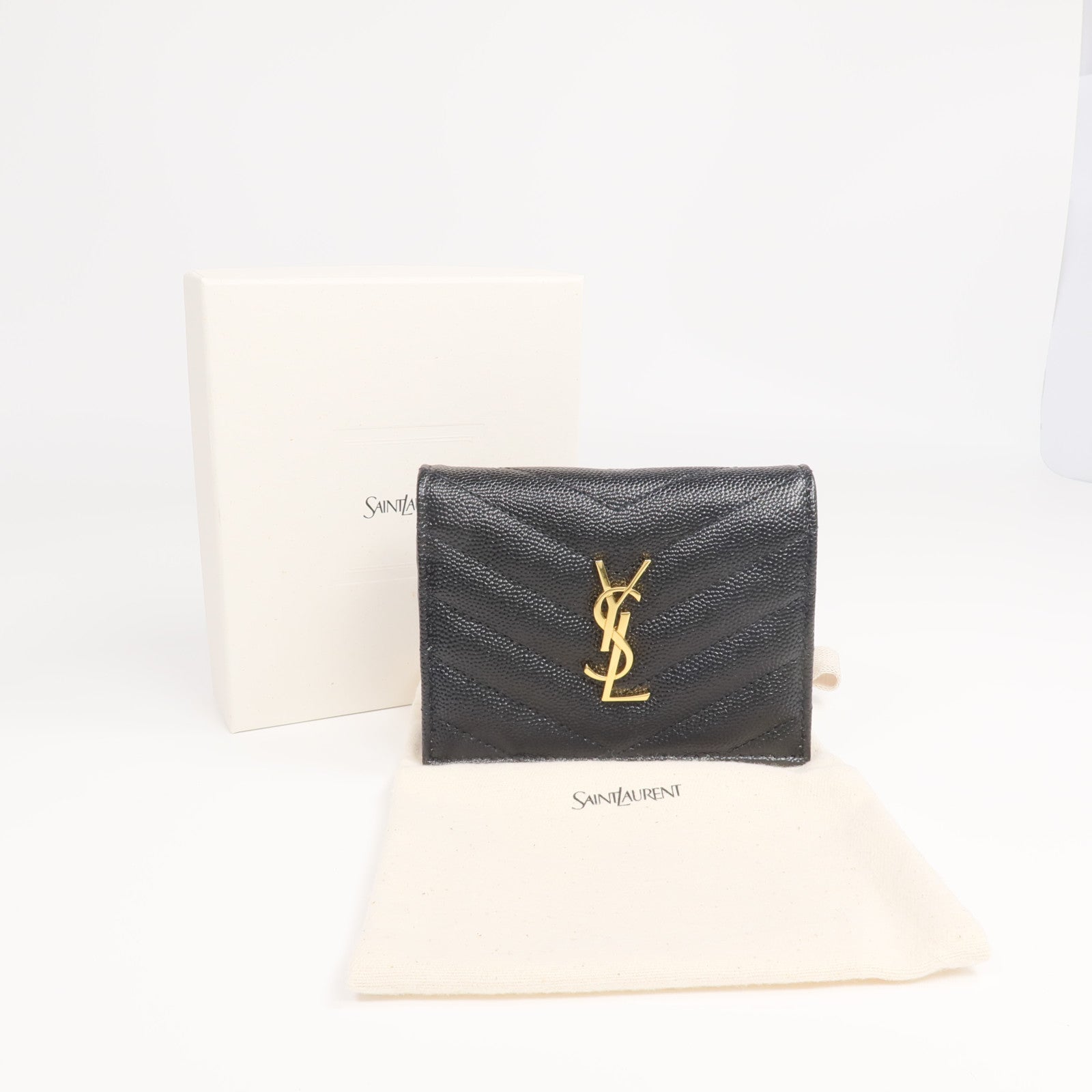 SAINT LAURENT 牛皮皮革Wallet金扣錢包