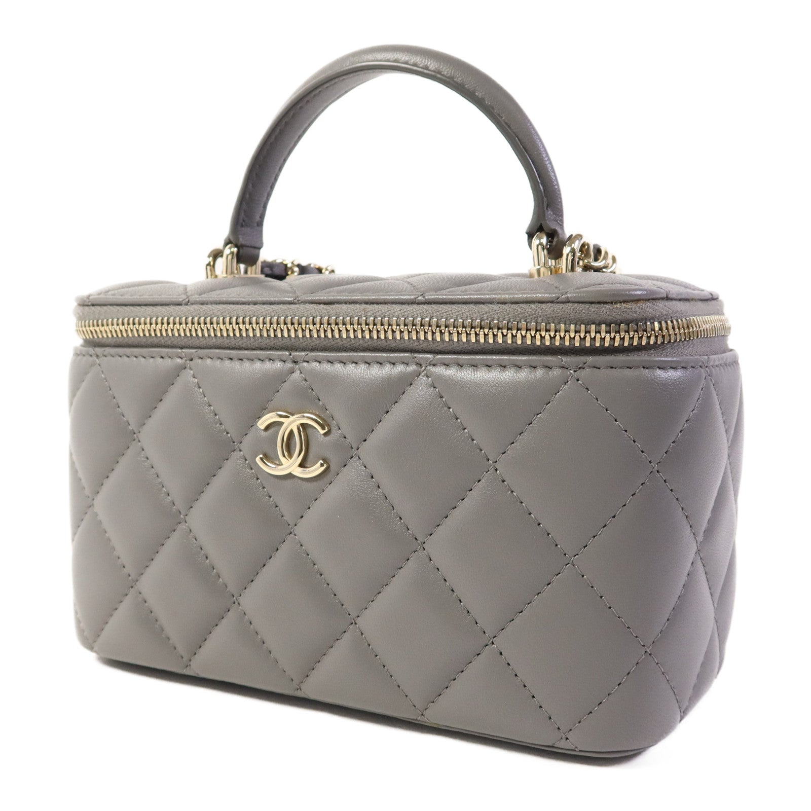 CHANEL 羊皮皮革Vanity Case金扣手挽肩背兩用袋
