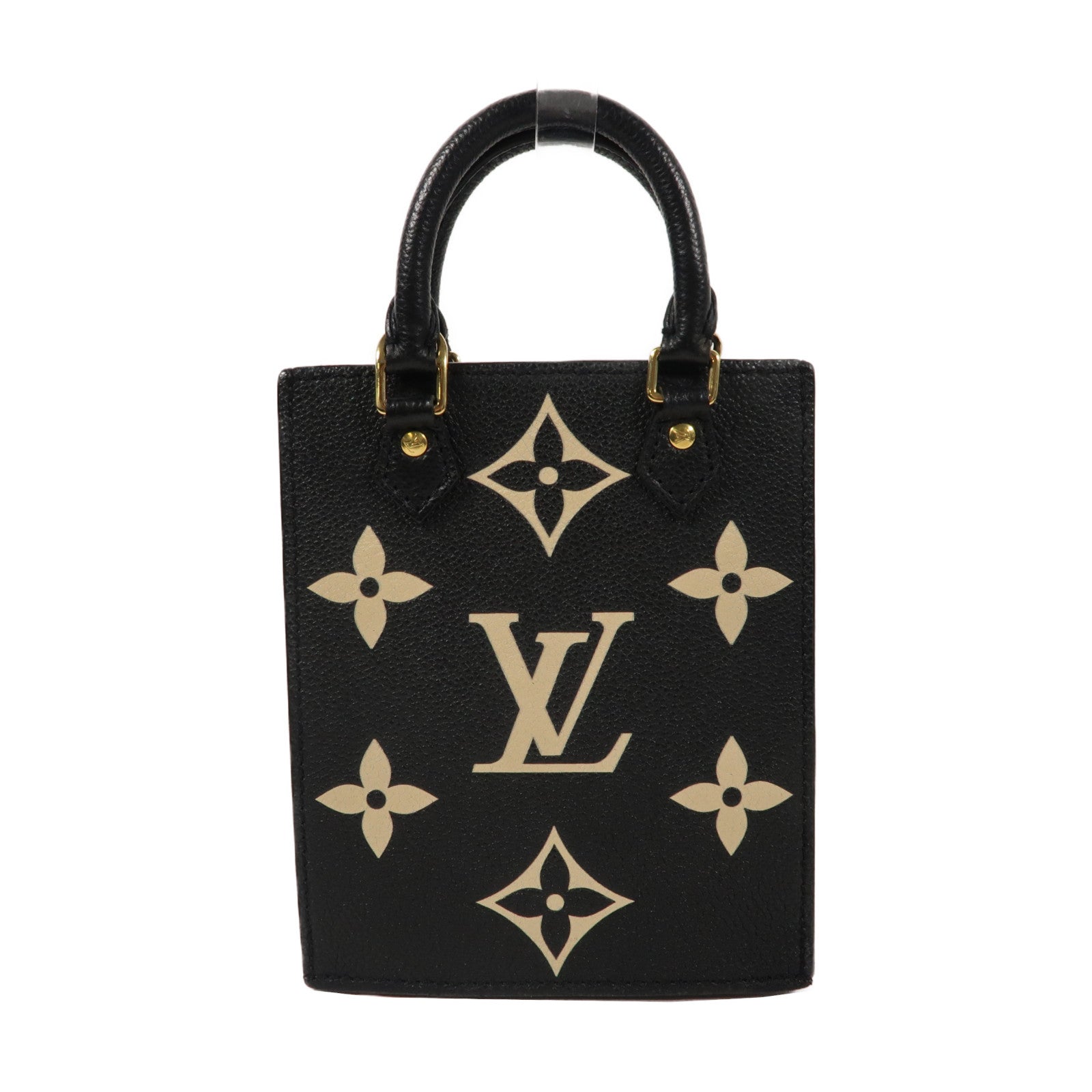 LOUIS VUITTON Monogram Empreinte Petit SAC Plat金扣手挽肩背兩用袋黑色