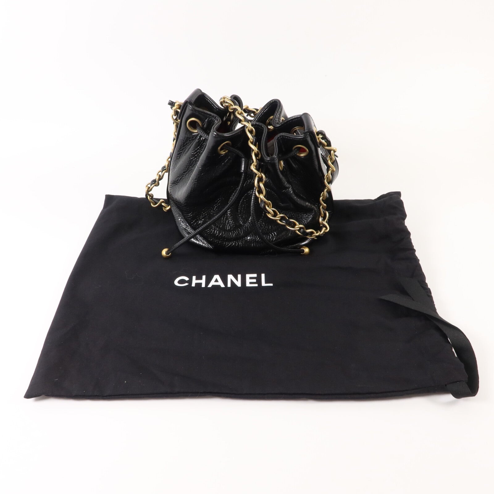 CHANEL 牛皮皮革Mini CC Drawstring Bucket Bag鏈帶肩背袋