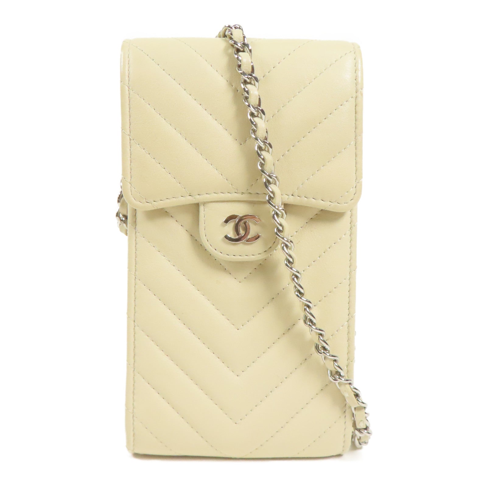 CHANEL 牛皮皮革Shoulder Bag銀扣鏈帶肩背袋