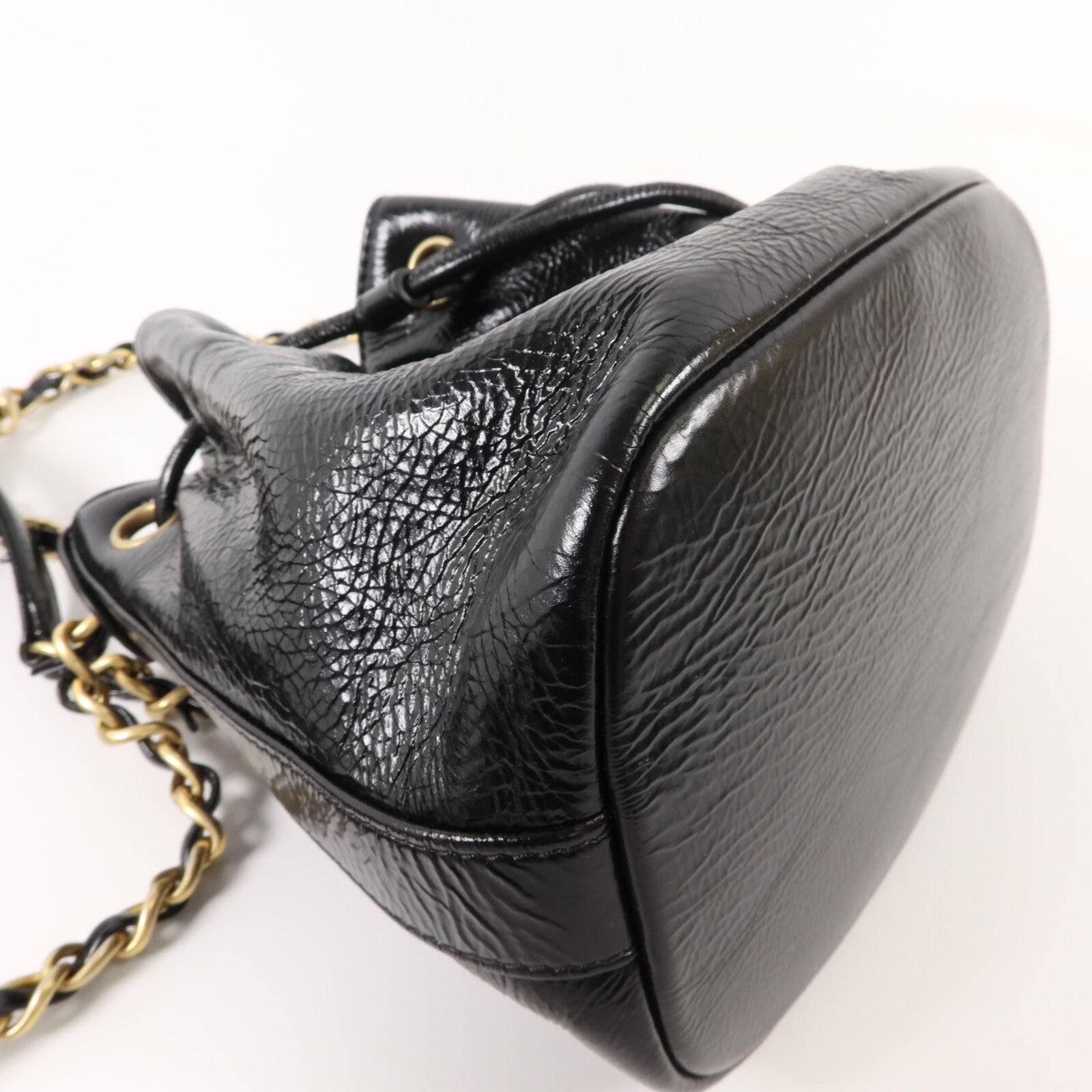 CHANEL 牛皮皮革Mini CC Drawstring Bucket Bag鏈帶肩背袋