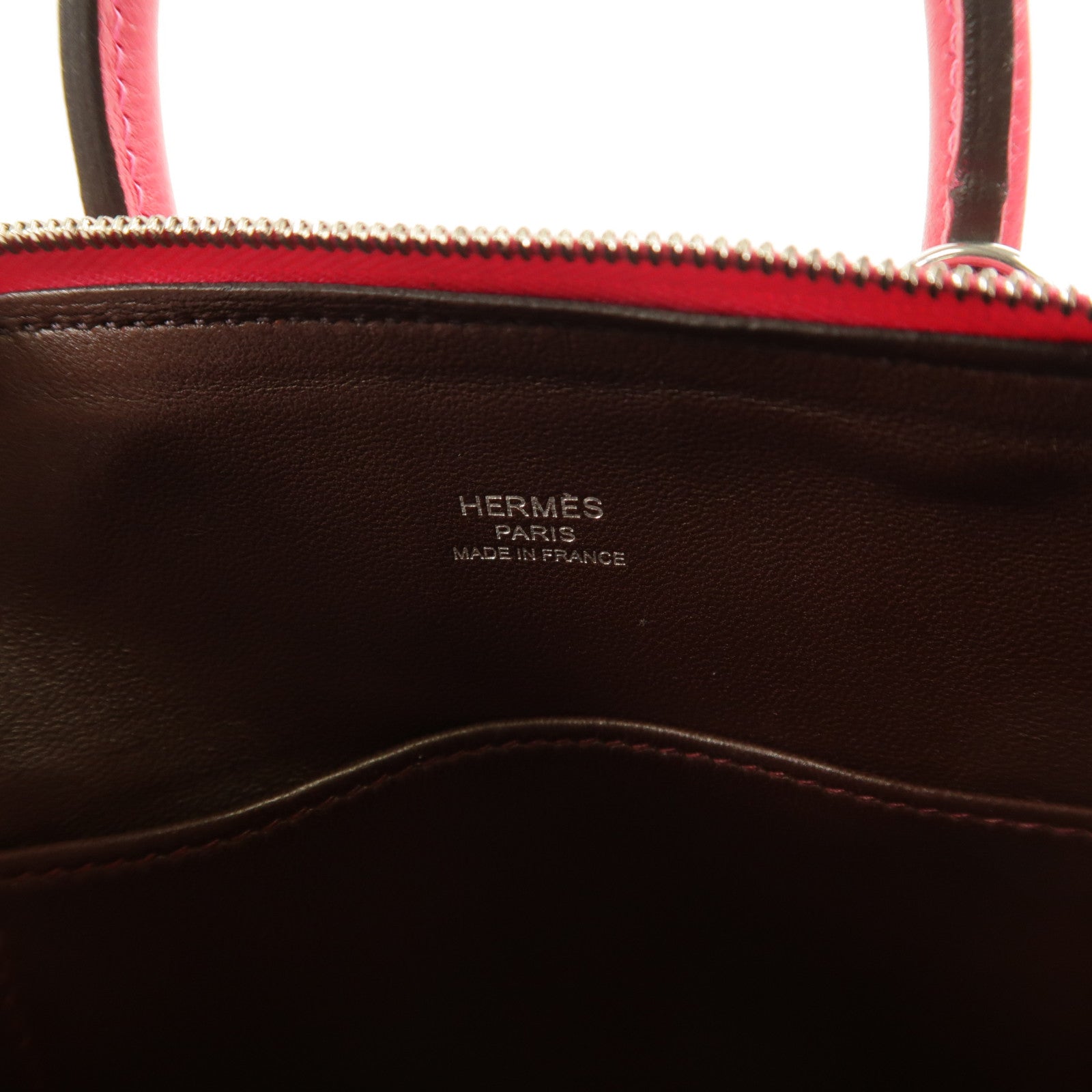 HERMES 【激減優惠】Evercolor皮革Mini Bolide銀扣手挽肩背兩用袋Framboise/Prune