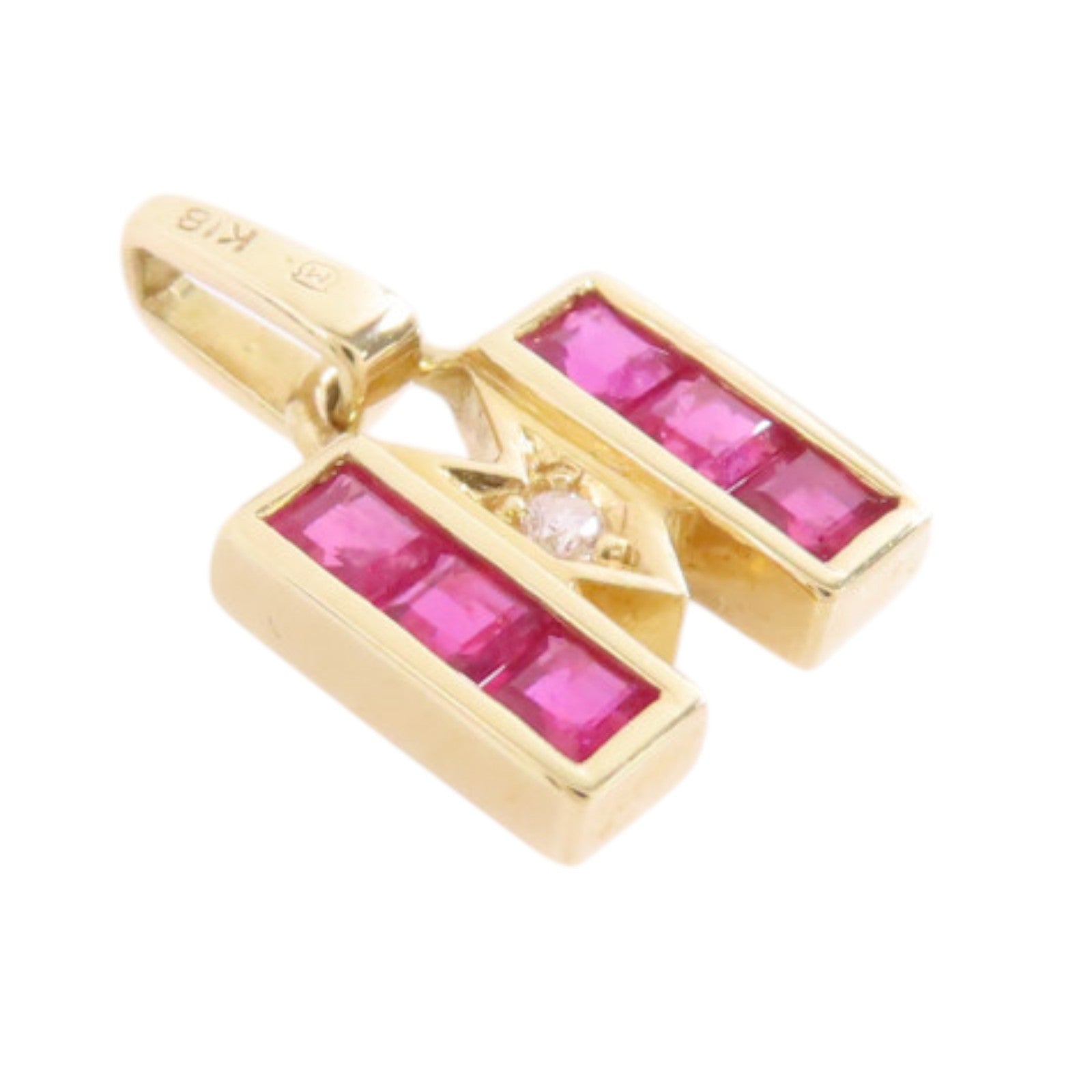 MIKIMOTO 18K黃金/紅寶石/鑽石Ruby Diamond Pendant Top吊墜頭扣