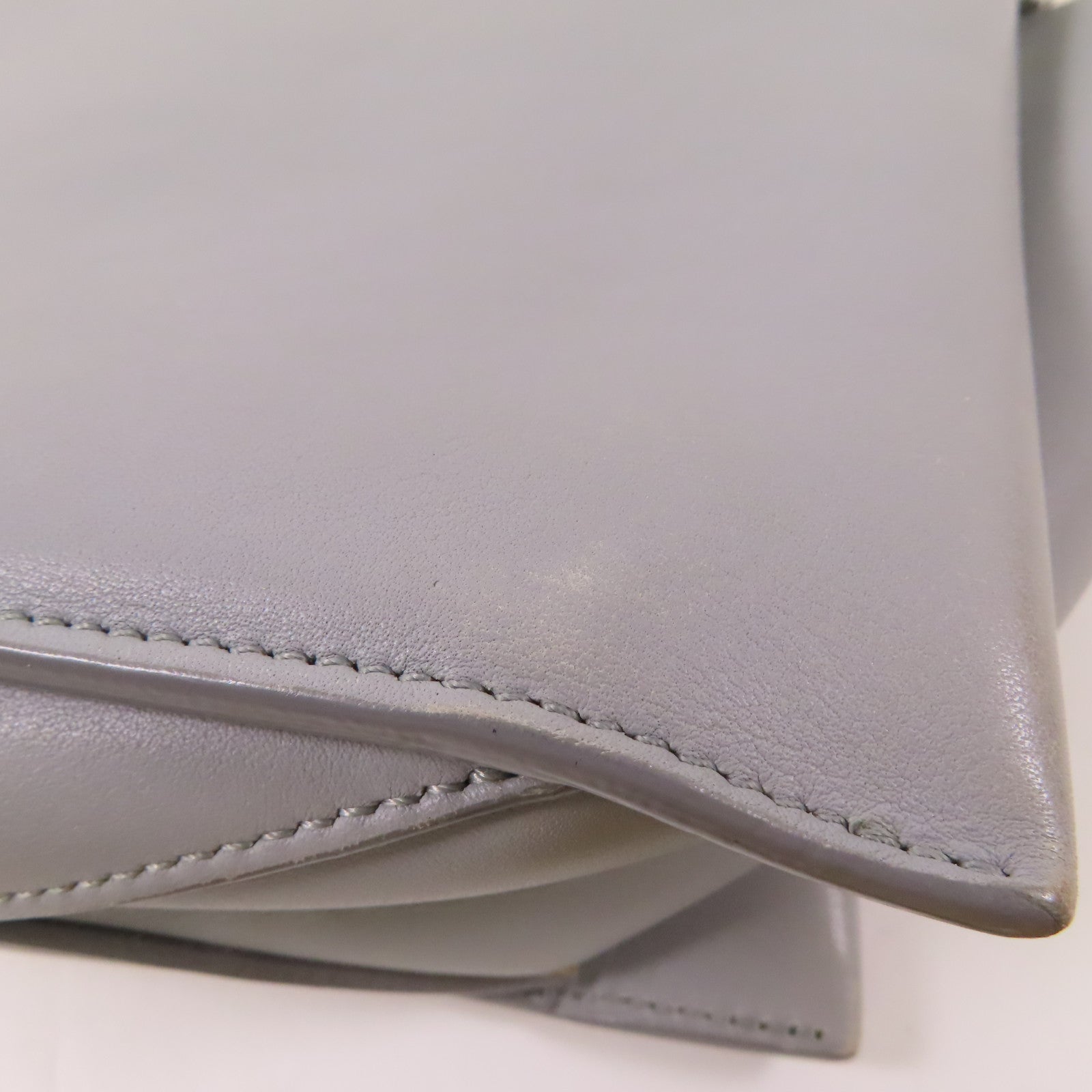 CELINE 皮革Tri-fold Clutch Bag On Chain銀扣鏈帶肩背袋