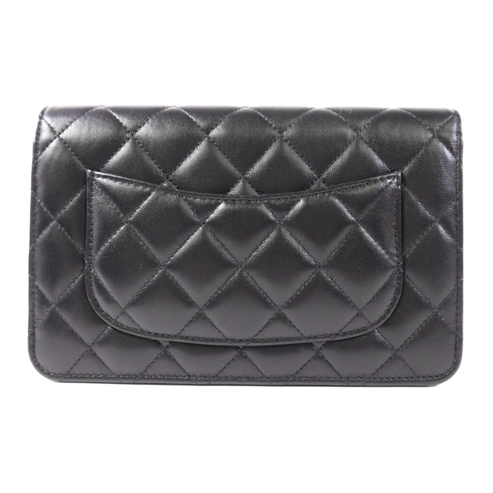 CHANEL CC GHW Chain Shoulder Bag Lambskin Leather Black