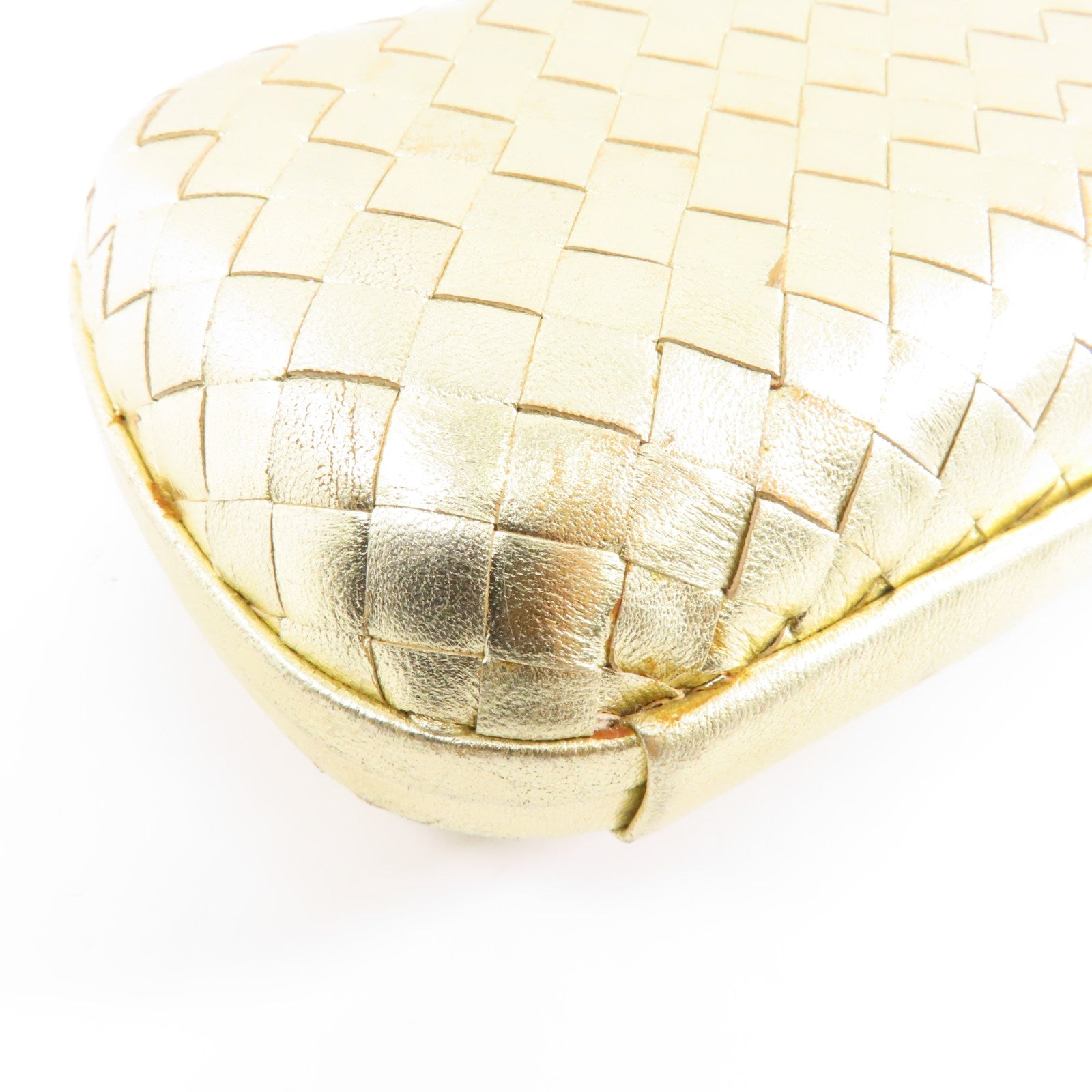 BOTTEGA VENETA 織紋皮革Clutch Bag金扣手拿包金色