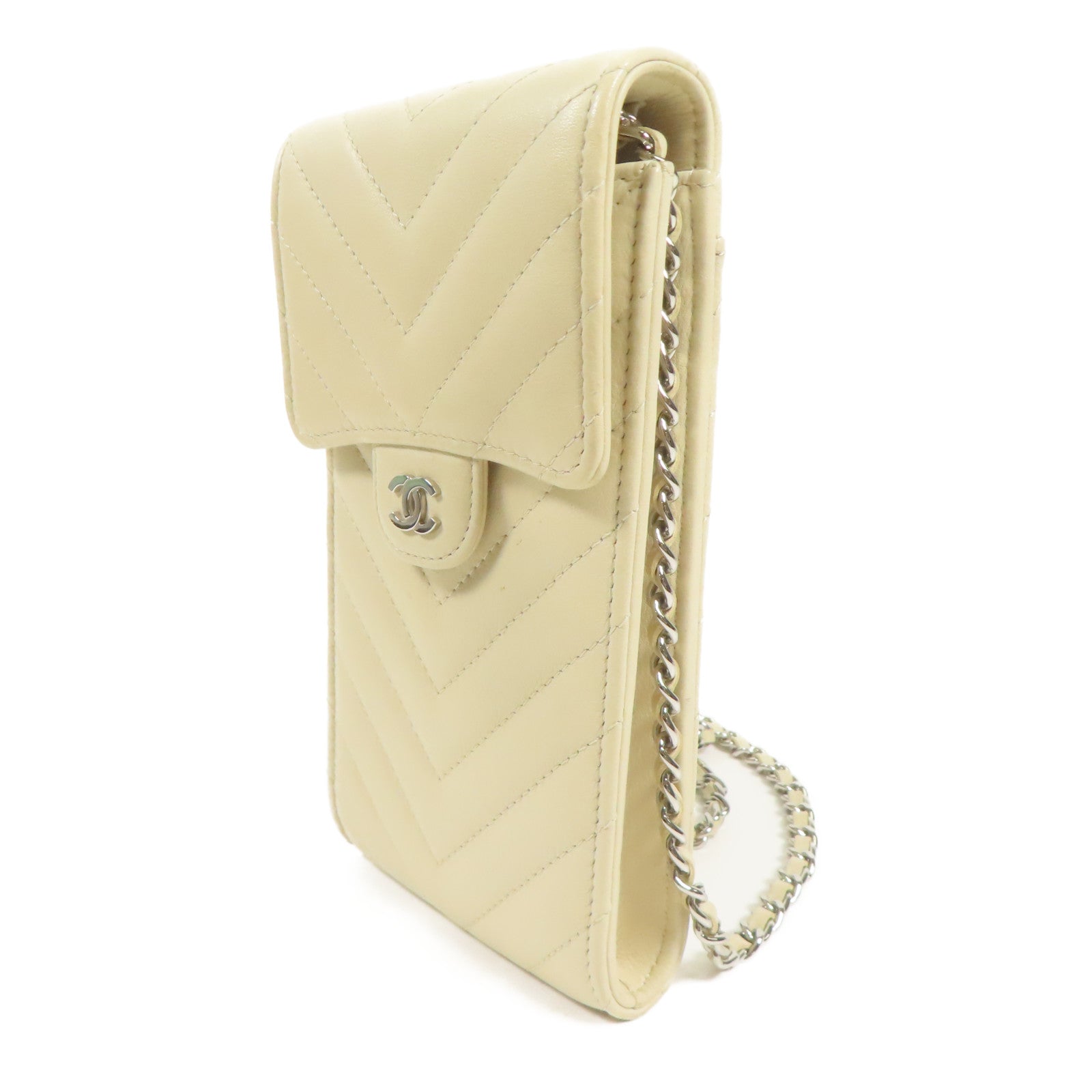 CHANEL 牛皮皮革Shoulder Bag銀扣鏈帶肩背袋