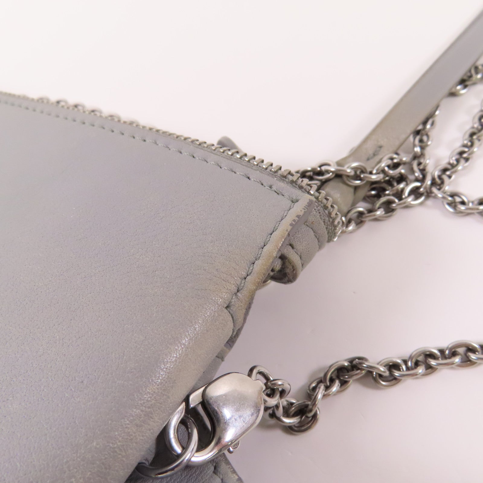 CELINE 【激減優惠】皮革Tri-fold Clutch Bag On Chain銀扣鏈帶肩背袋