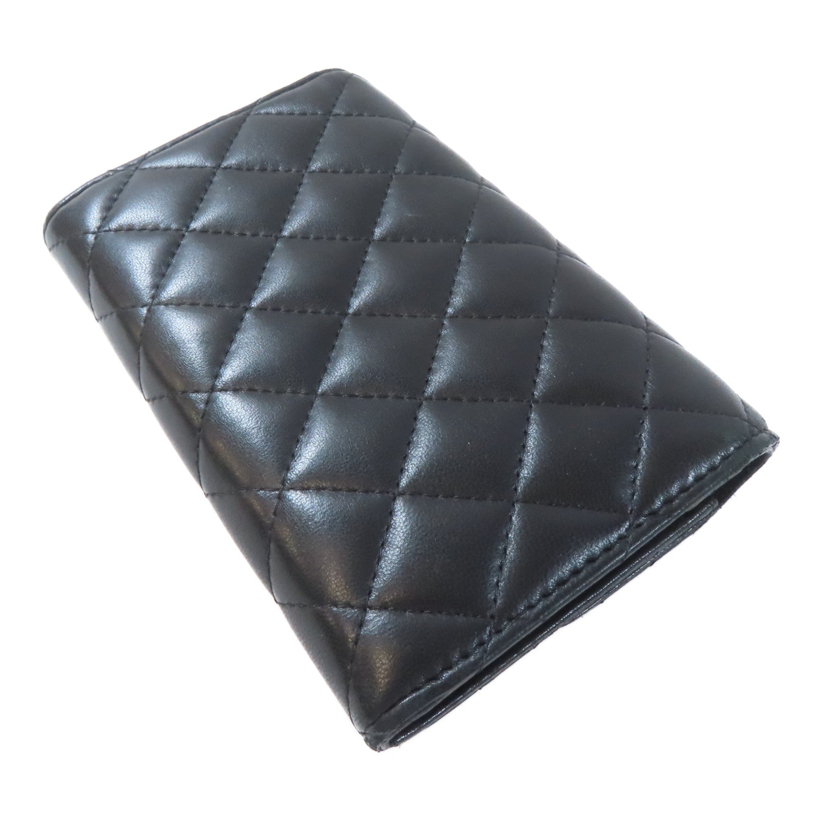 CHANEL 羊皮皮革Wallet銀扣錢包黑色